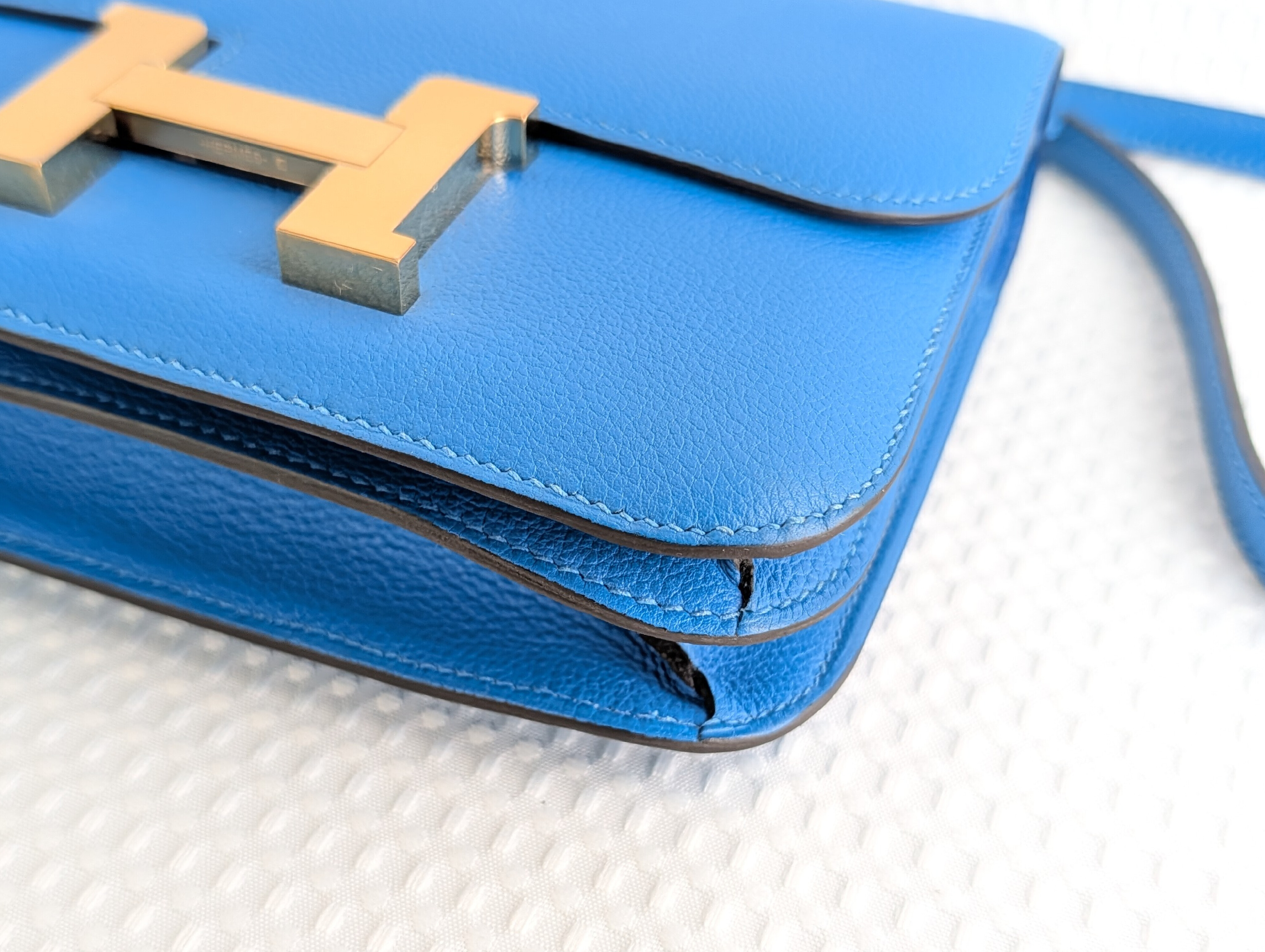Constance Mini Blue Mykonos Gold Hardware C Stamp Shoulder Bag — view 9