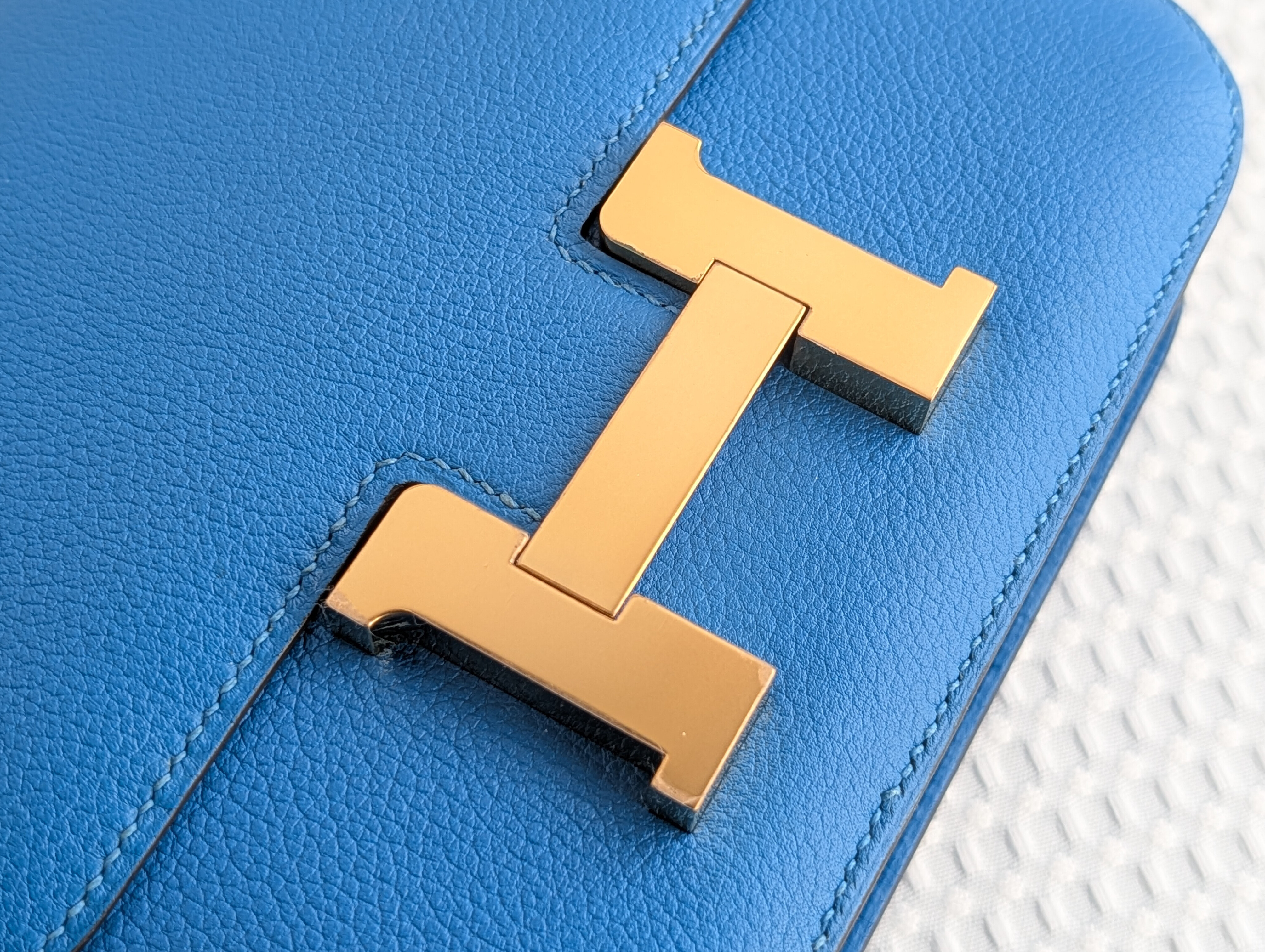 Constance Mini Blue Mykonos Gold Hardware C Stamp Shoulder Bag — view 10