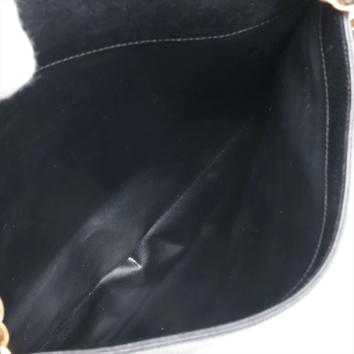 Triple Coco Caviar Skin Chain Shoulder Bag, Black with Gold Hardware — view 11