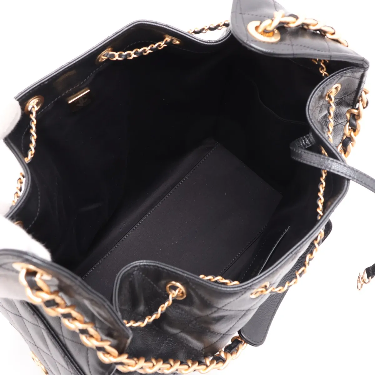 [Individually packaged] Chanel 25 Medium Caviar Skin Chain Shoulder Bag, Black with Gold Hardware, X78XHE01, Random Plate, AS5293 — view 6