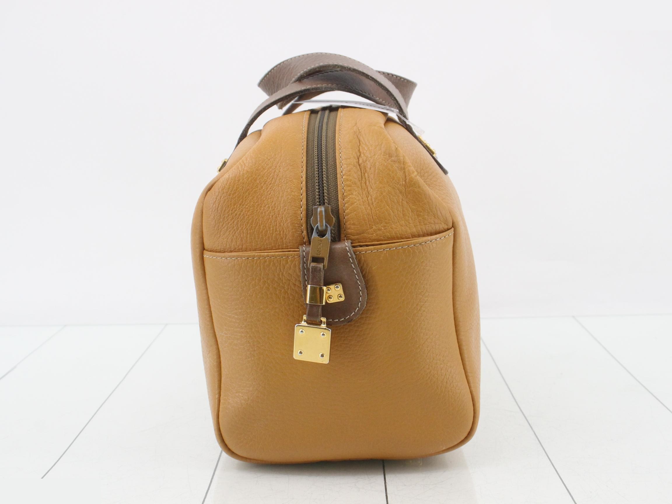 Anagram Boston bag, leather, camel x brown — view 4