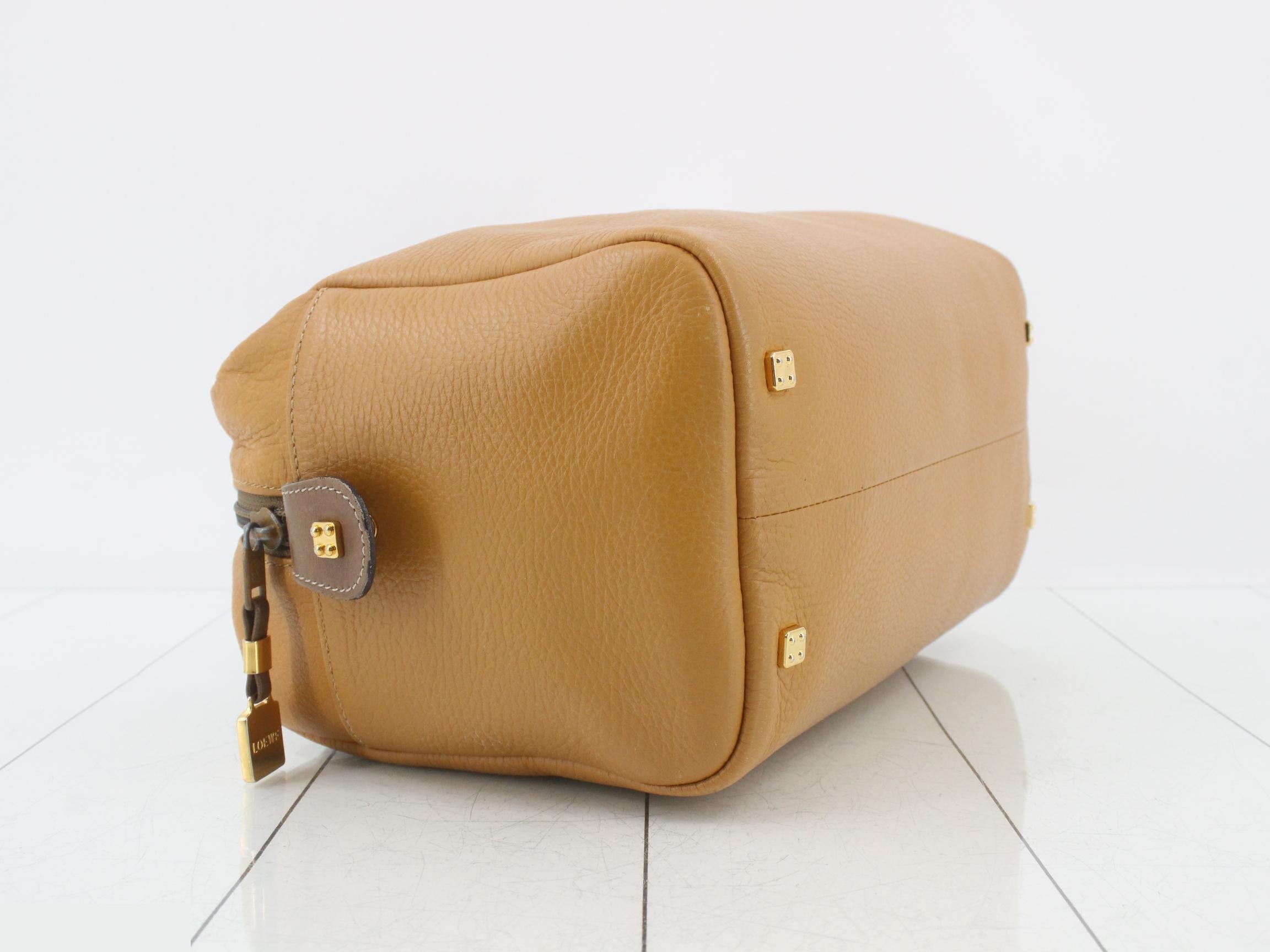 Anagram Boston bag, leather, camel x brown — view 5