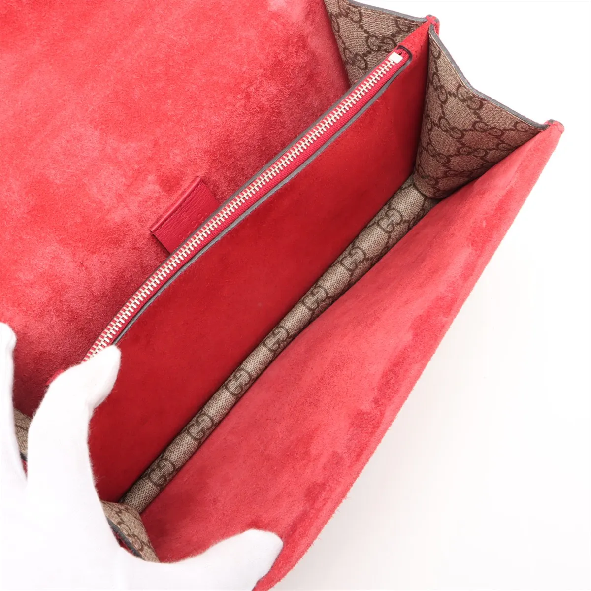 GG Supreme Dionysus PVC x Suede Chain Shoulder Bag Beige x Red 400249 — view 9
