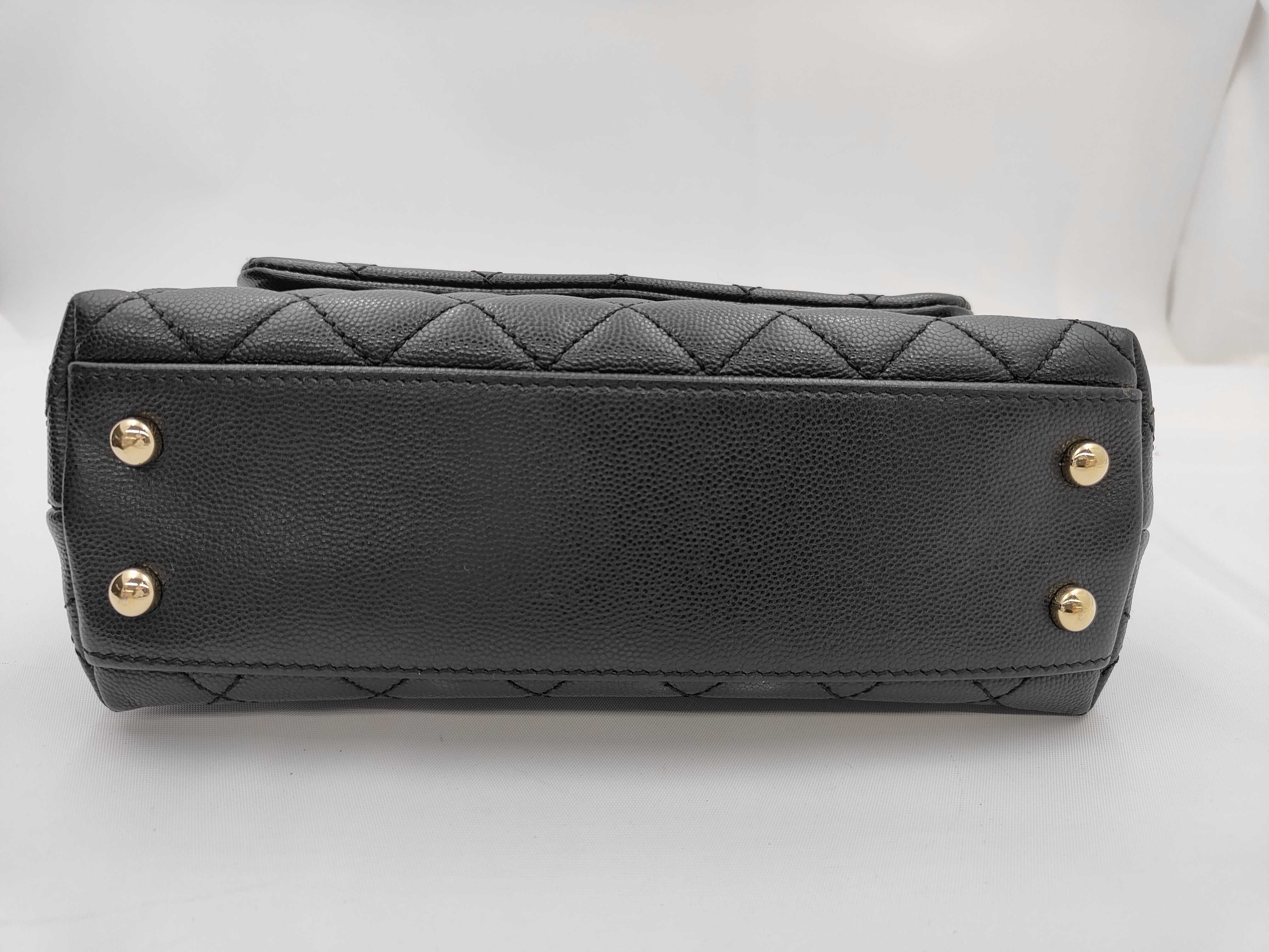 Caviar Skin Coco Handle 2-Way Bag with Strap, Black, Serial Number 31 Series Handbag — view 5