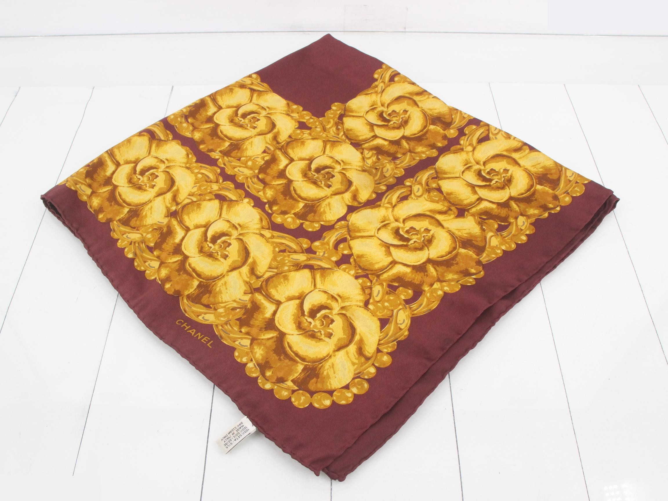Camellia Vintage Large Silk Scarf (with tags)