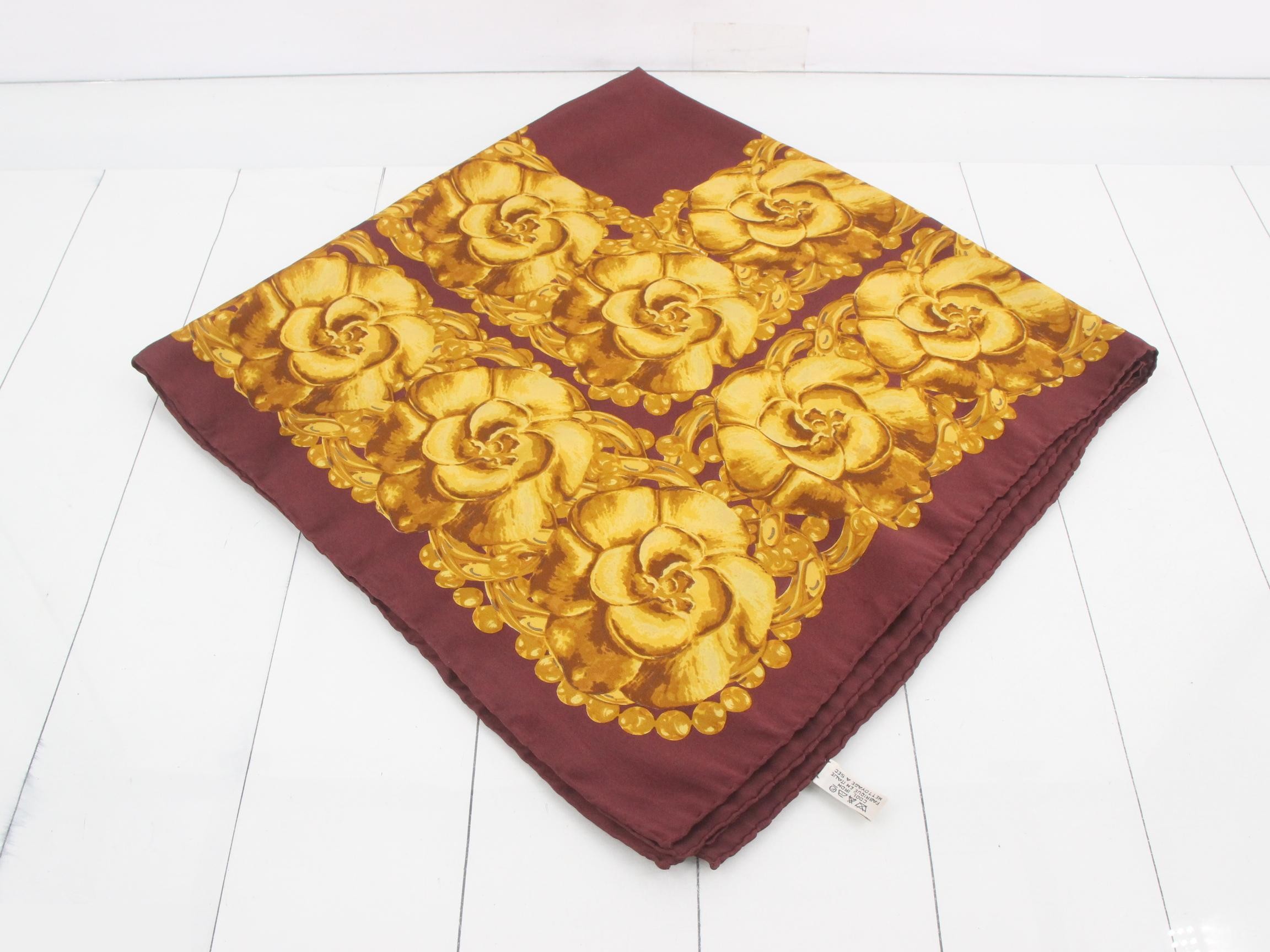 Camellia Vintage Large Silk Scarf (with tags) — view 2