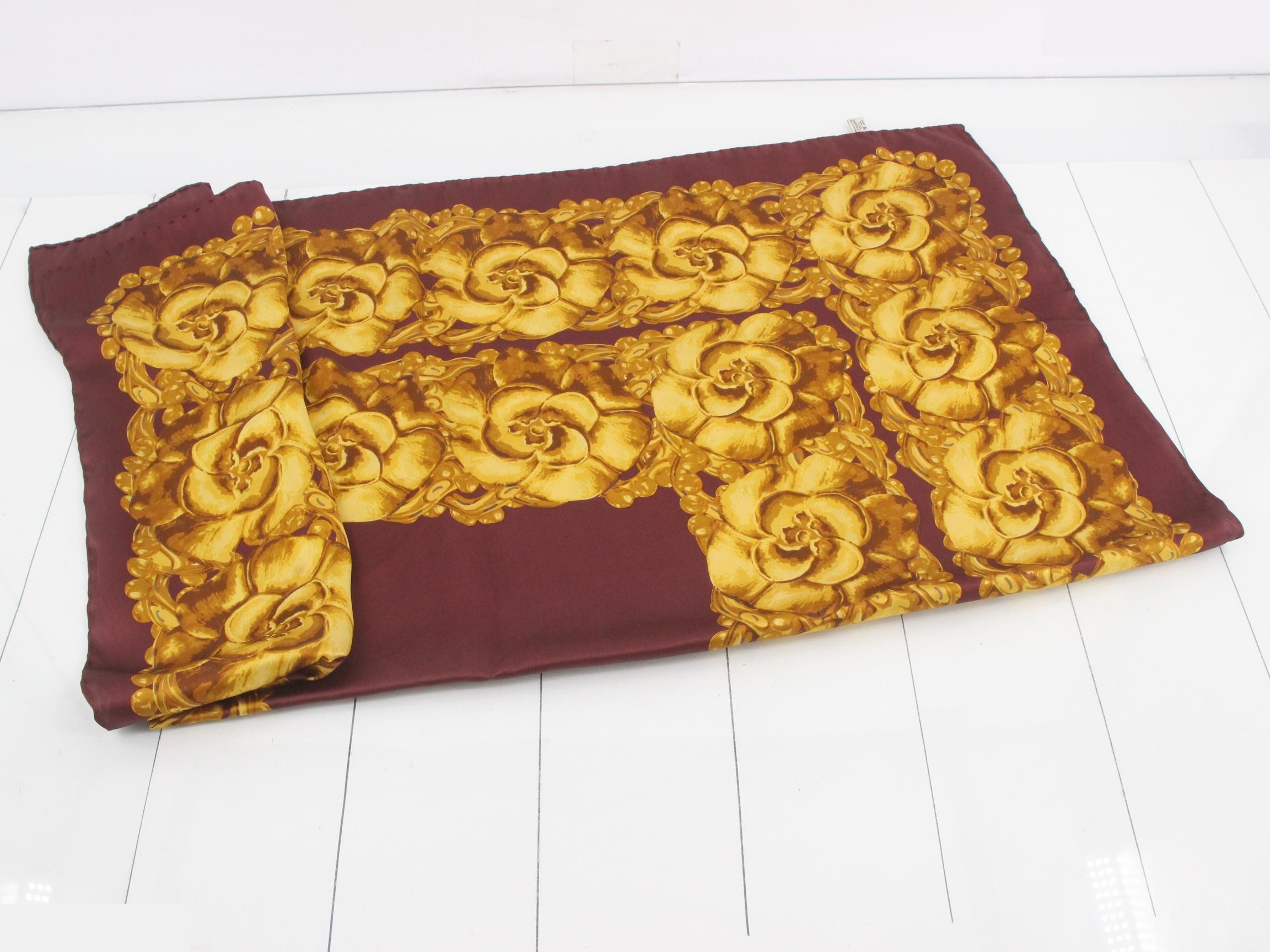 Camellia Vintage Large Silk Scarf (with tags) — view 3