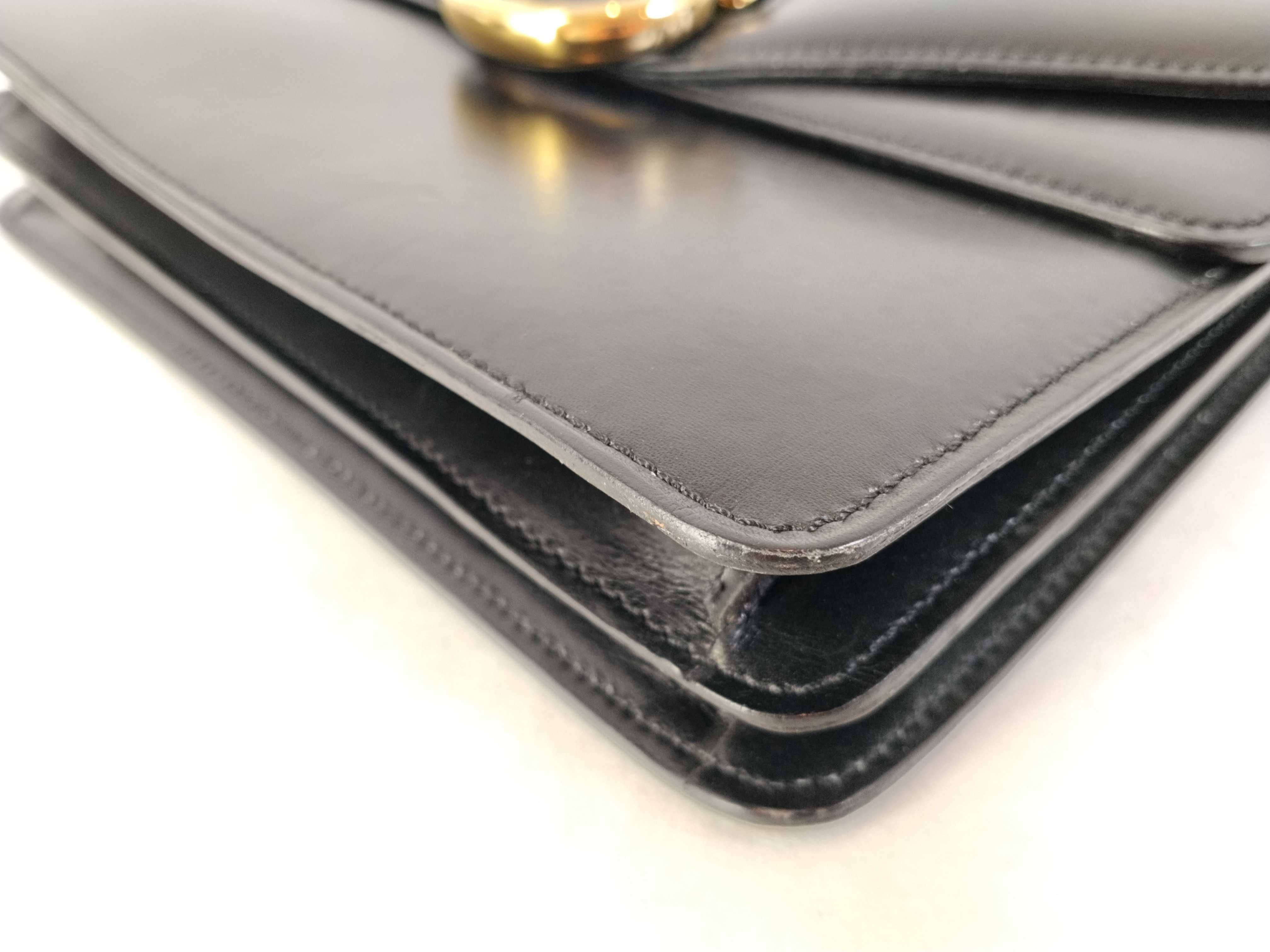Leather Handbag Double Flap Black Handbag — view 7