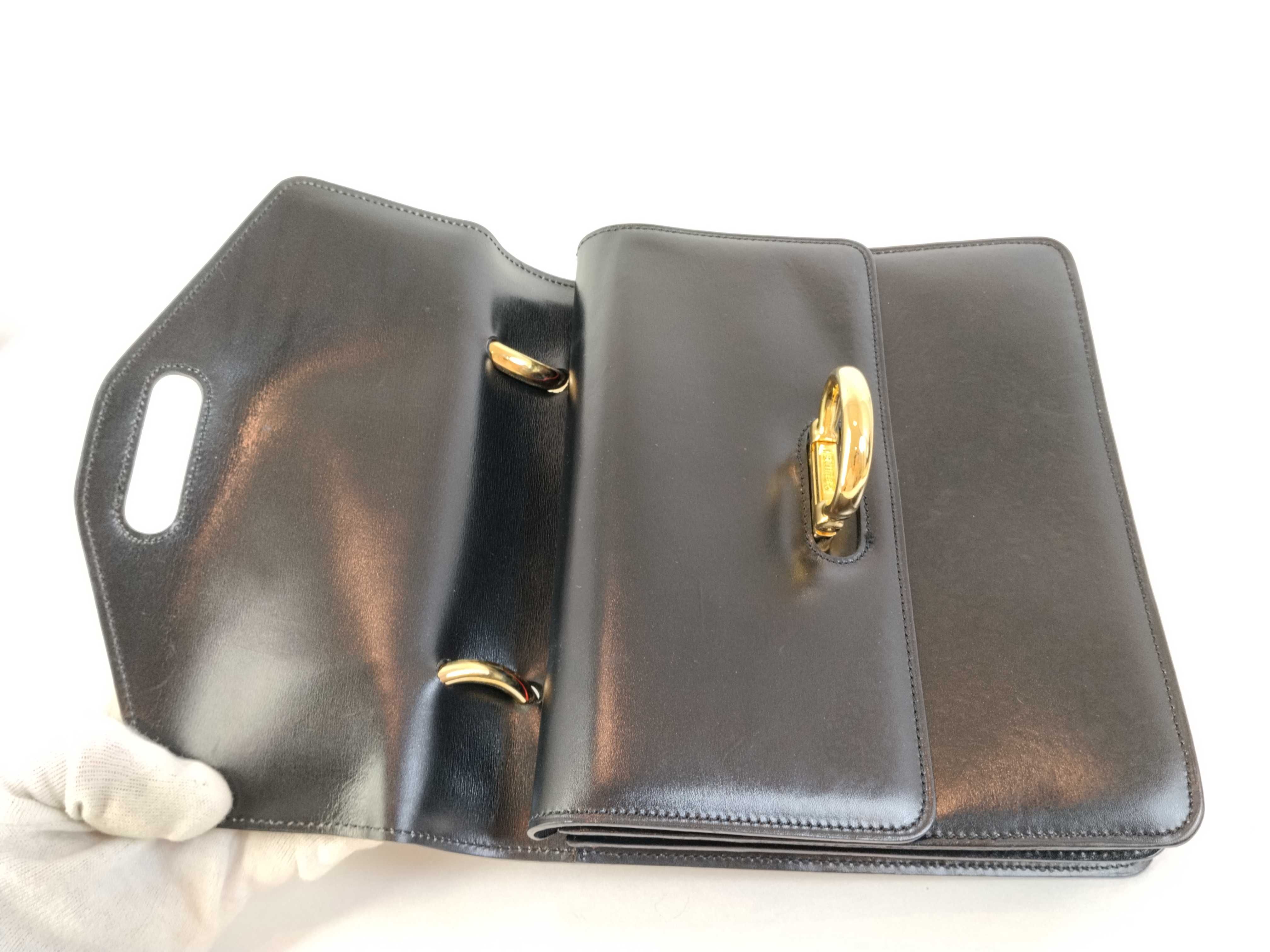 Leather Handbag Double Flap Black Handbag — view 9