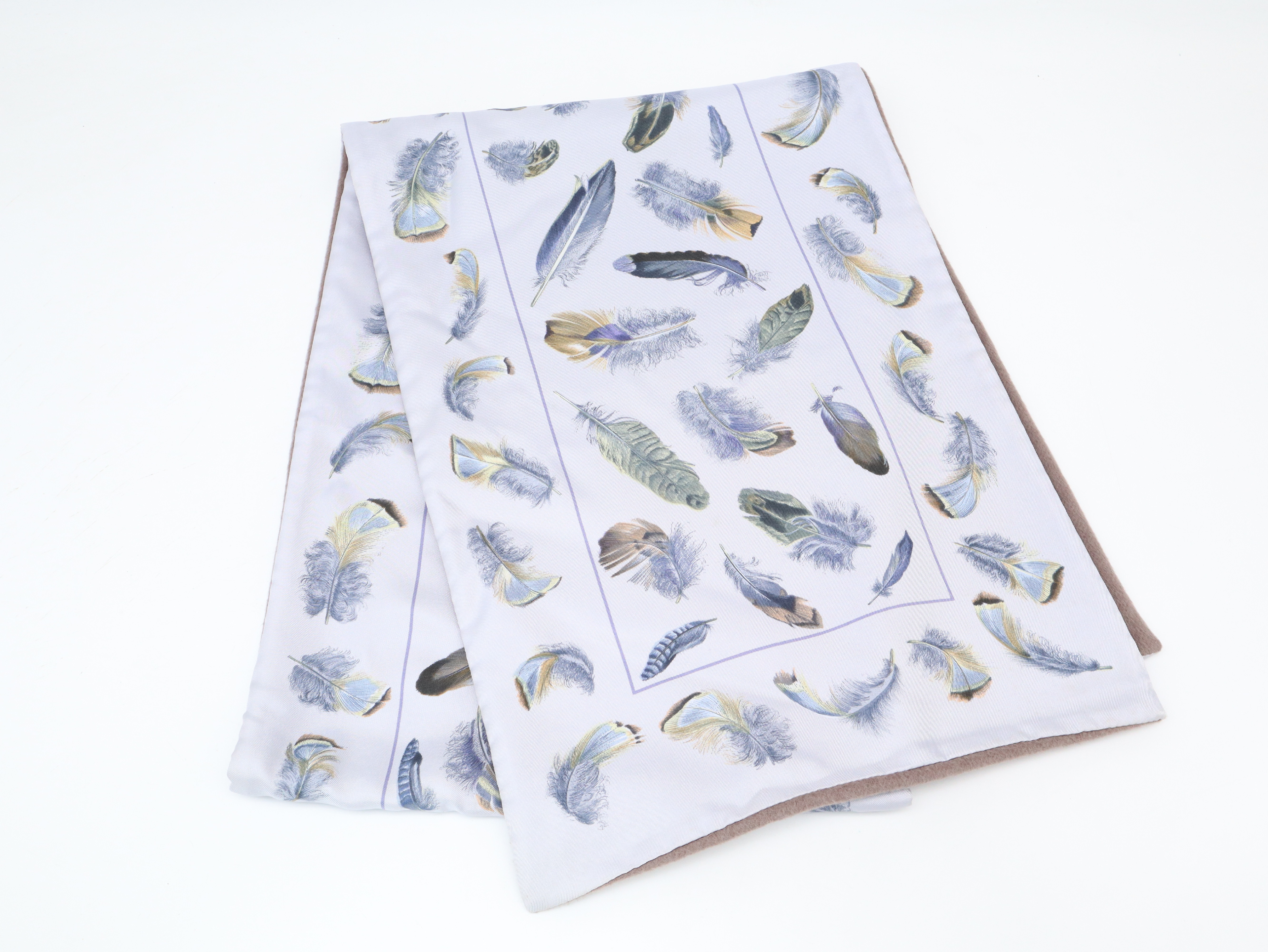 Silk/Angora Feather Reversible Stole/Scarf, Blue, Other Accessories