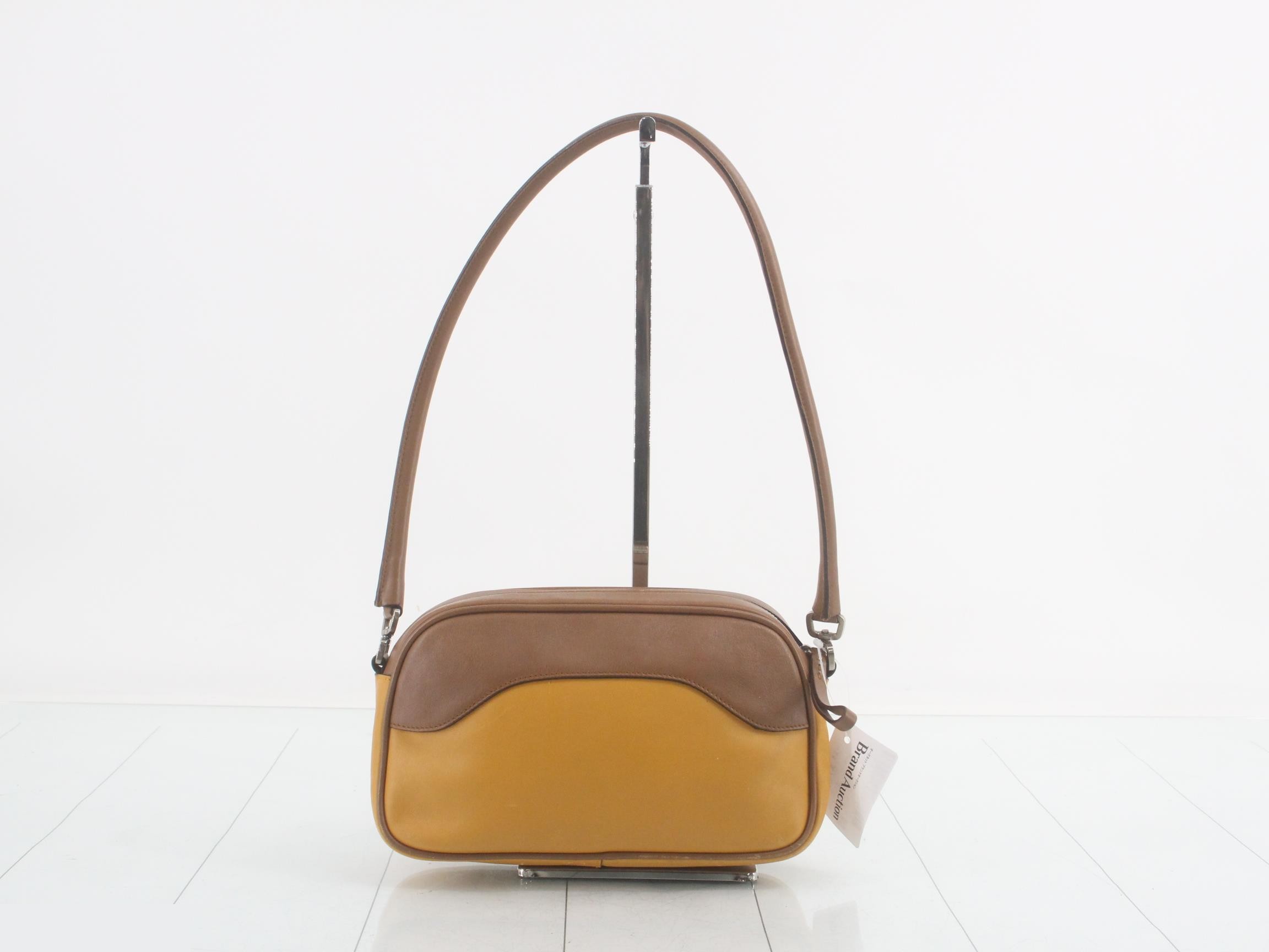 One shoulder bag yellow brown leather — view 2