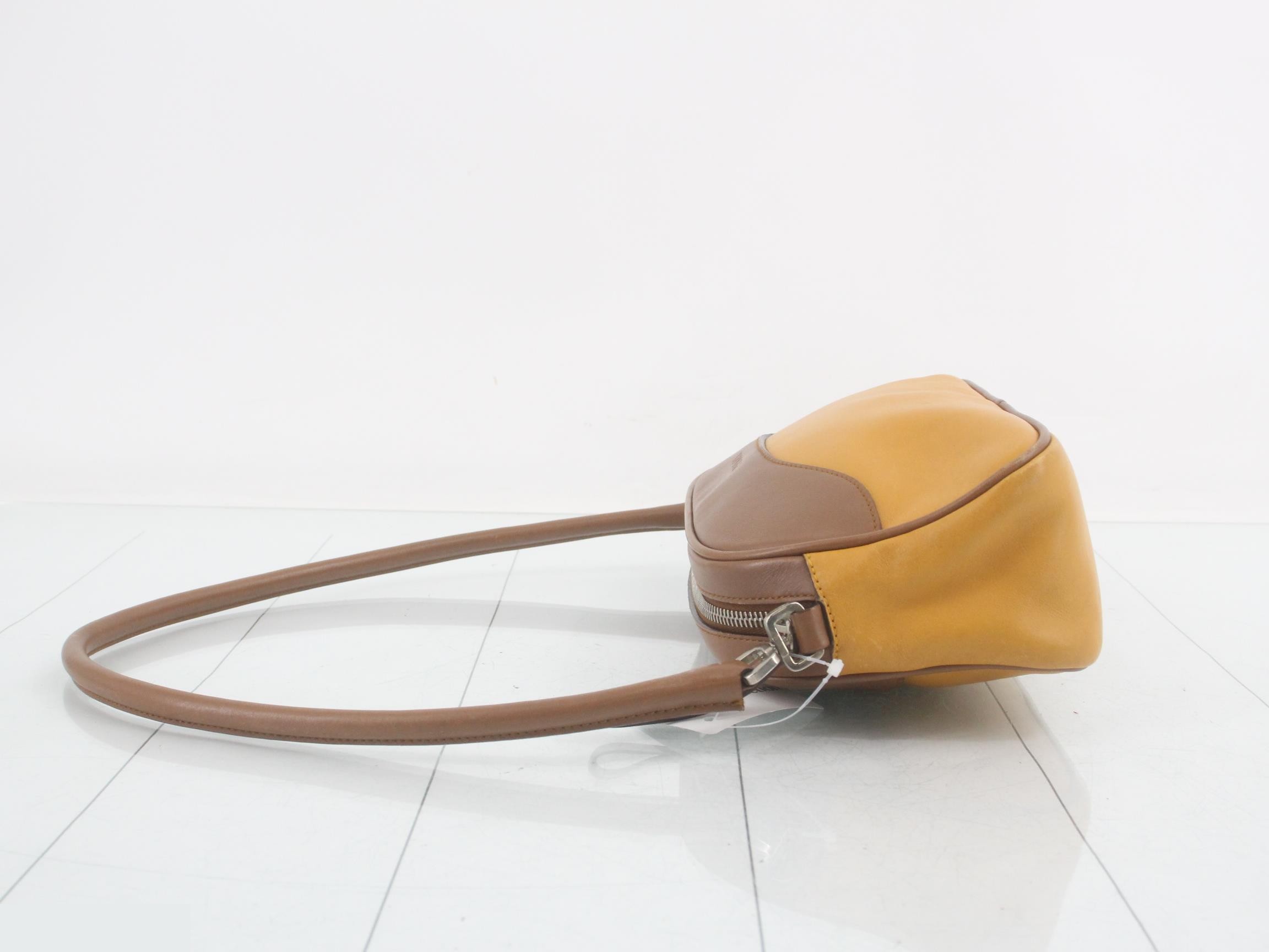 One shoulder bag yellow brown leather — view 4