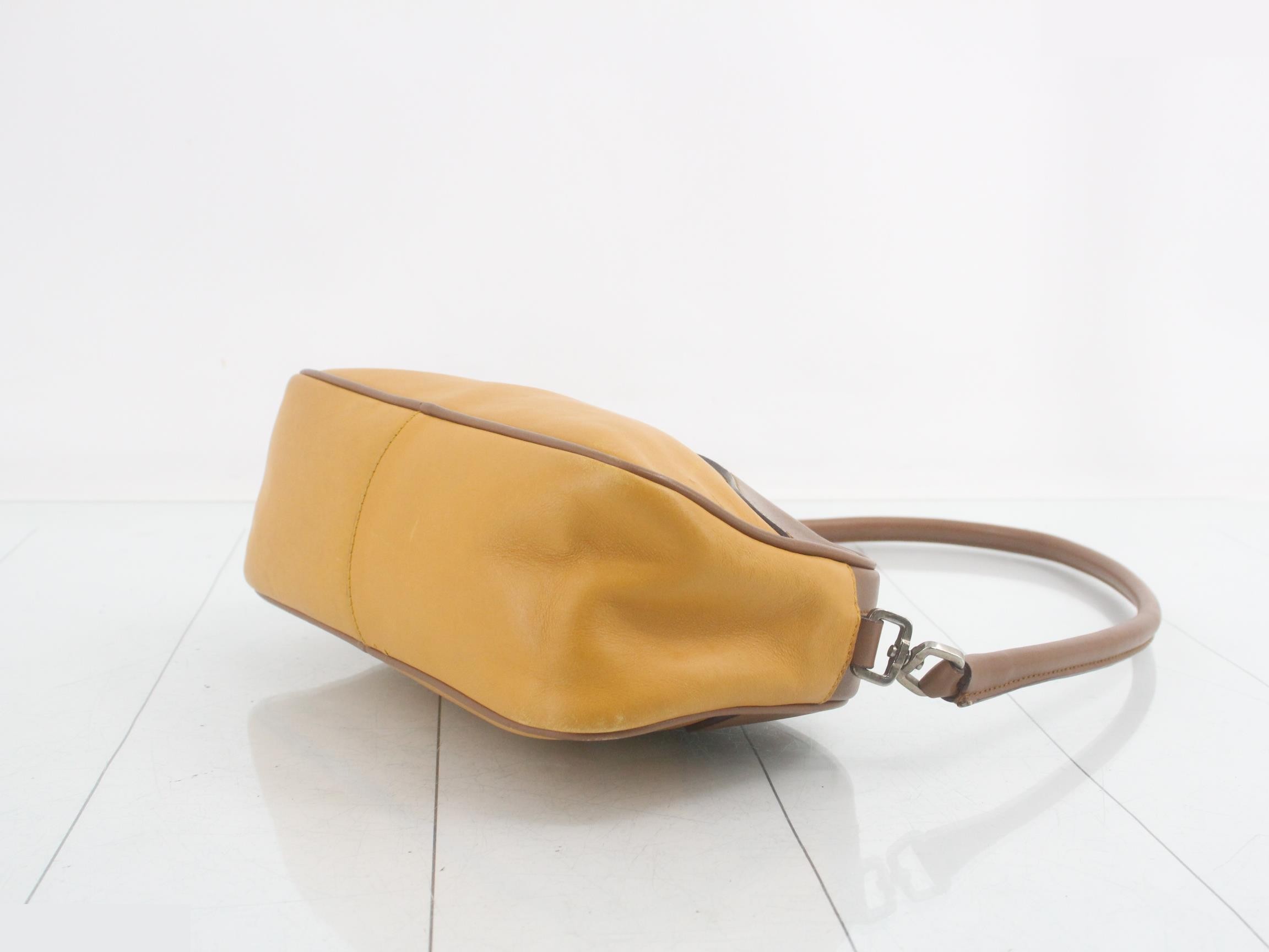 One shoulder bag yellow brown leather — view 6