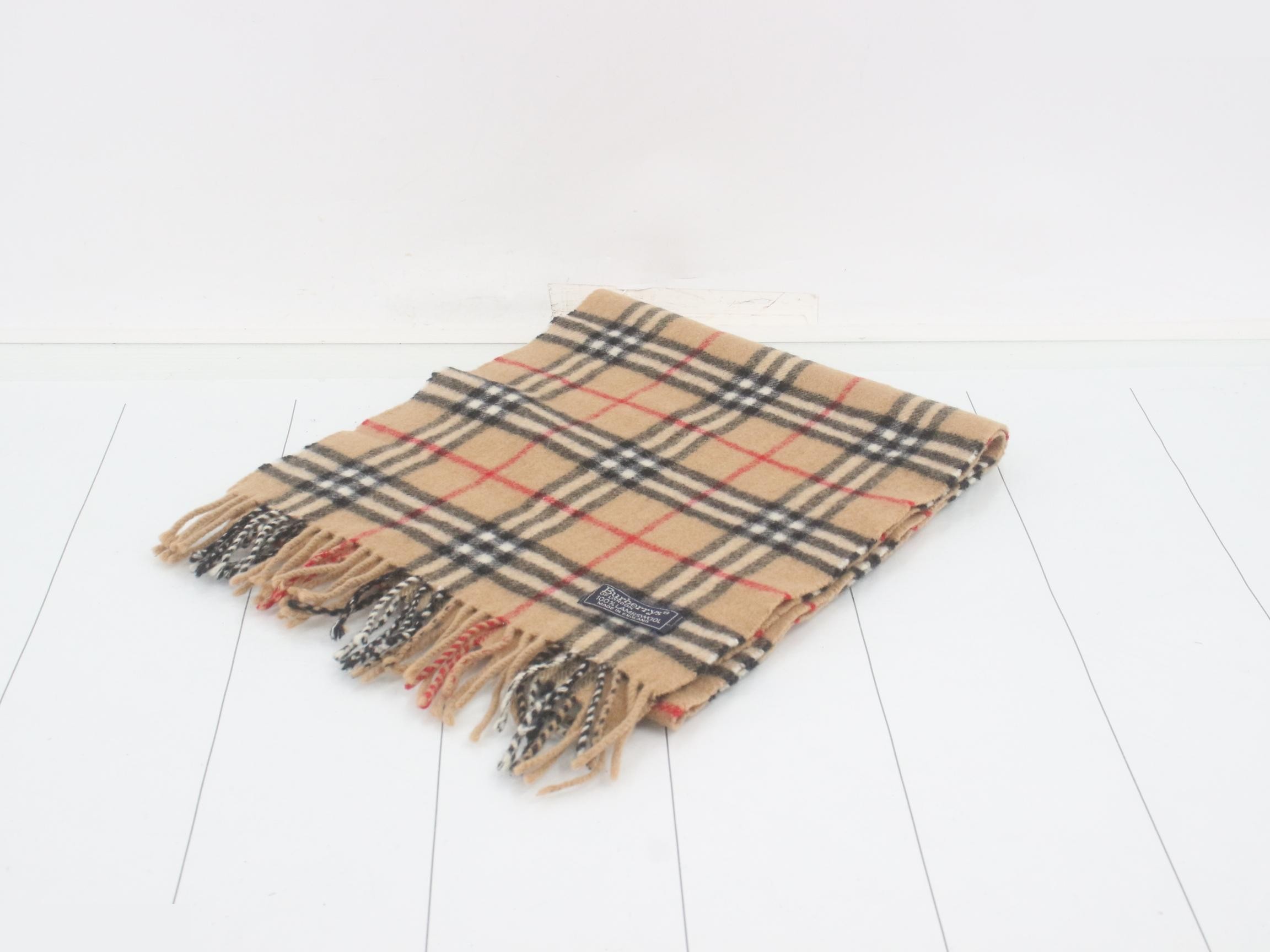Tag attached, 100% cashmere check scarf