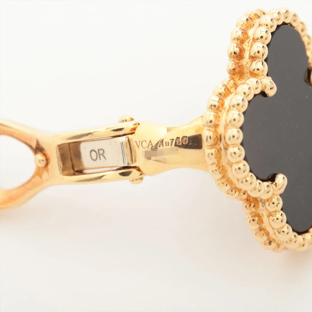 Vintage Alhambra Onyx Earrings, 750 (Yellow Gold), 6.8g, JE255983. Hallmark damaged, post soldered. — view 5