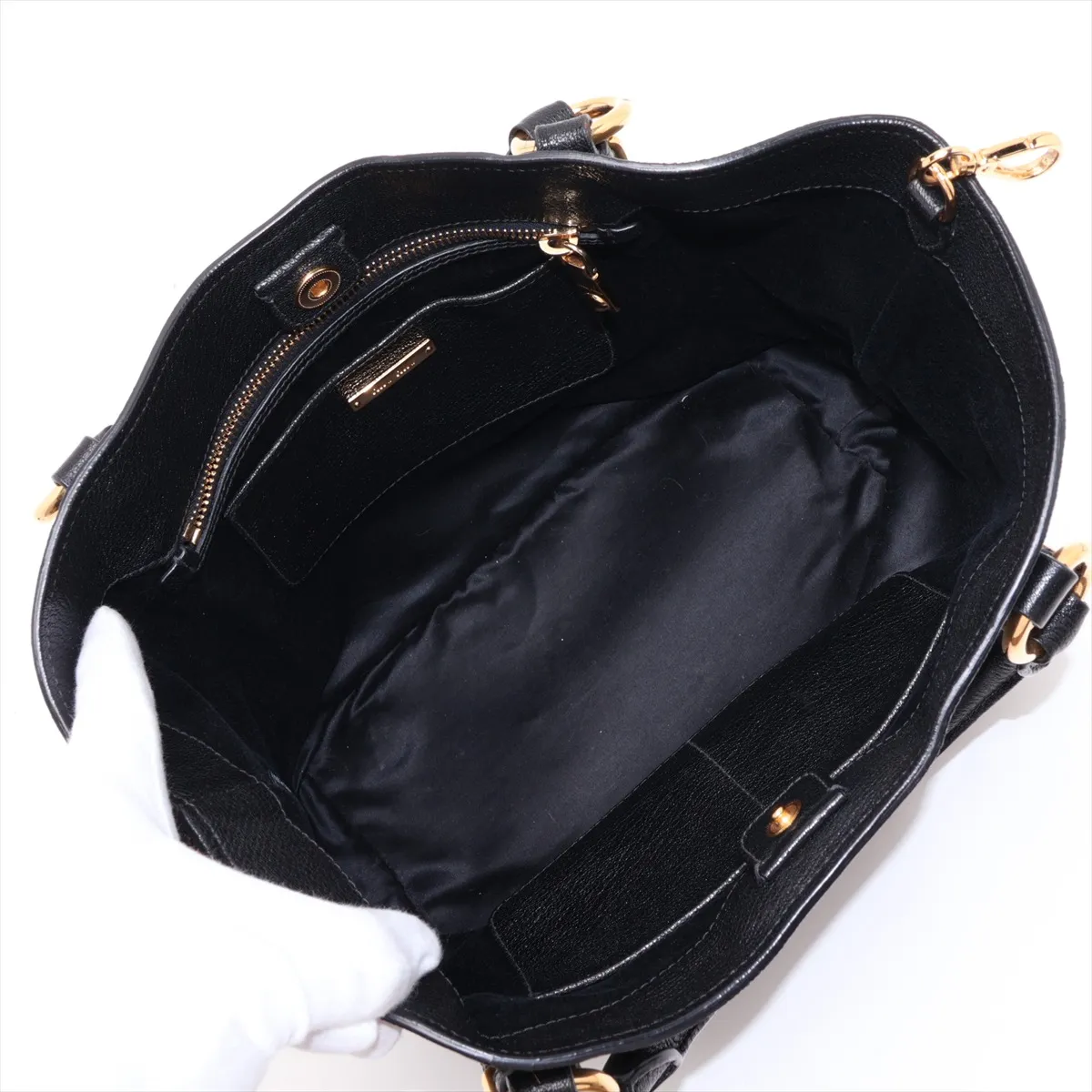 Madras Leather 2-Way Handbag, Black RN0886 — view 8