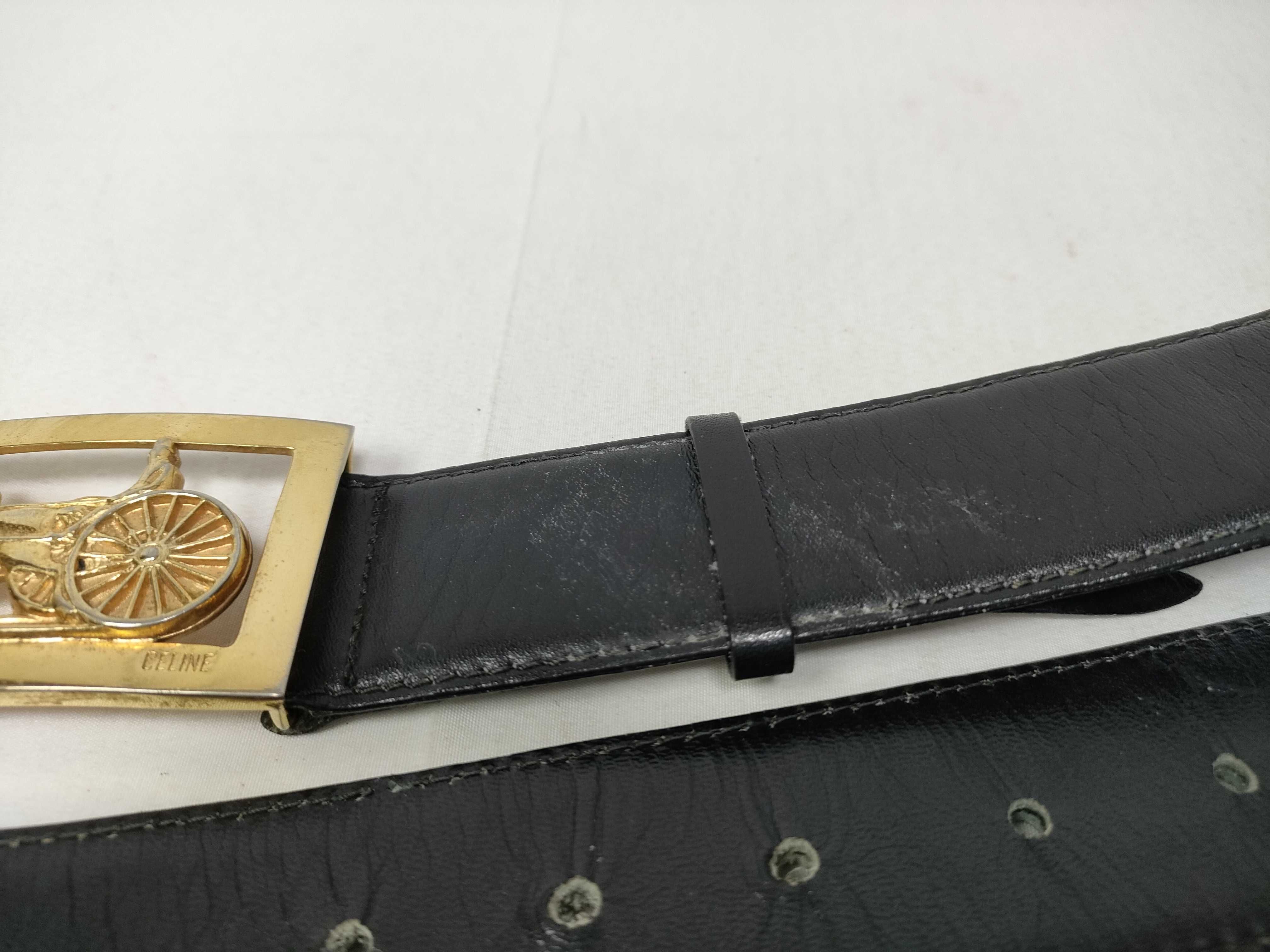 carriage pattern buckle leather belt — view 5