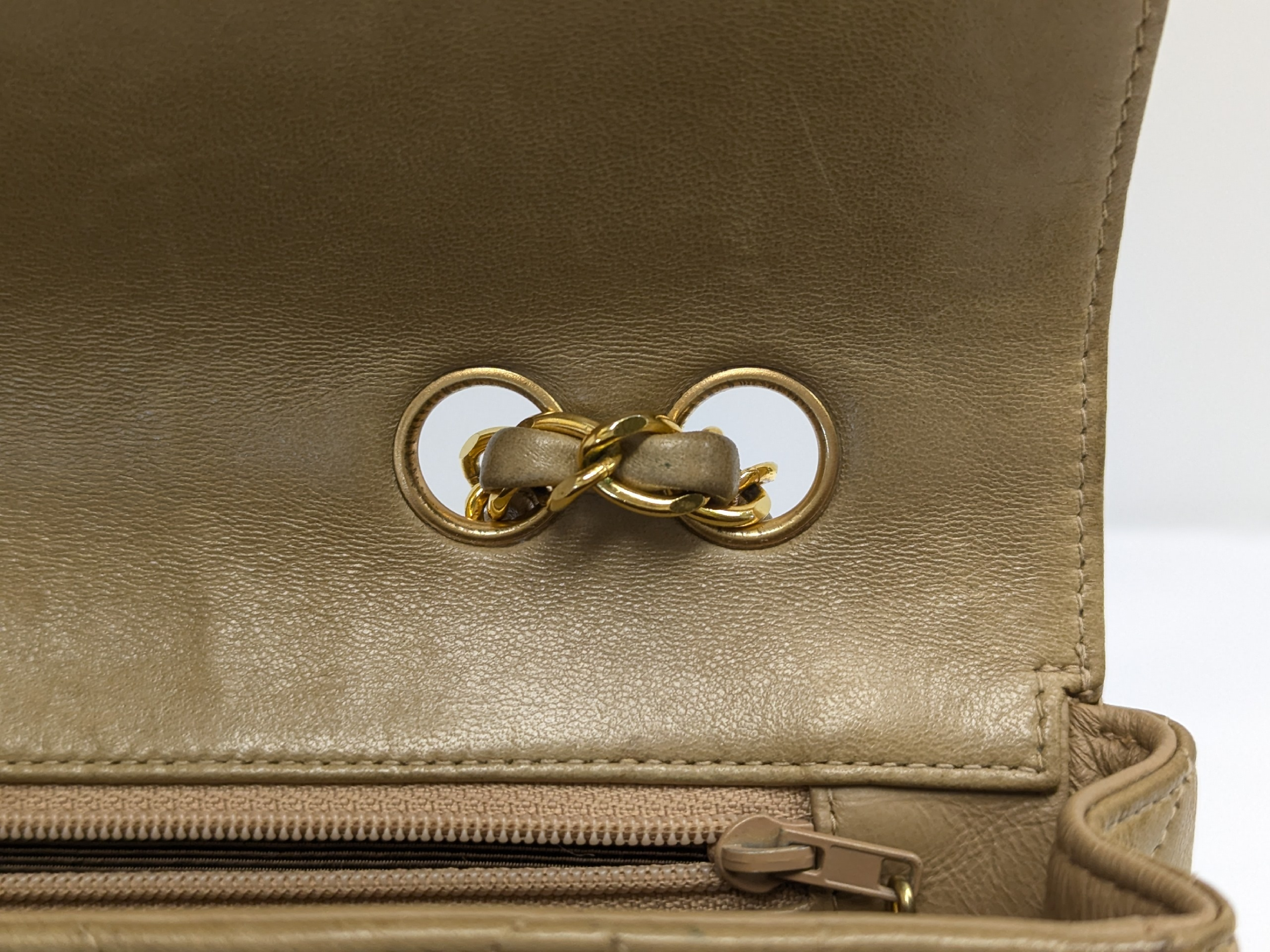 Lambskin Brown Beige Single Flap Chain Shoulder Bag (Series 3) — view 8