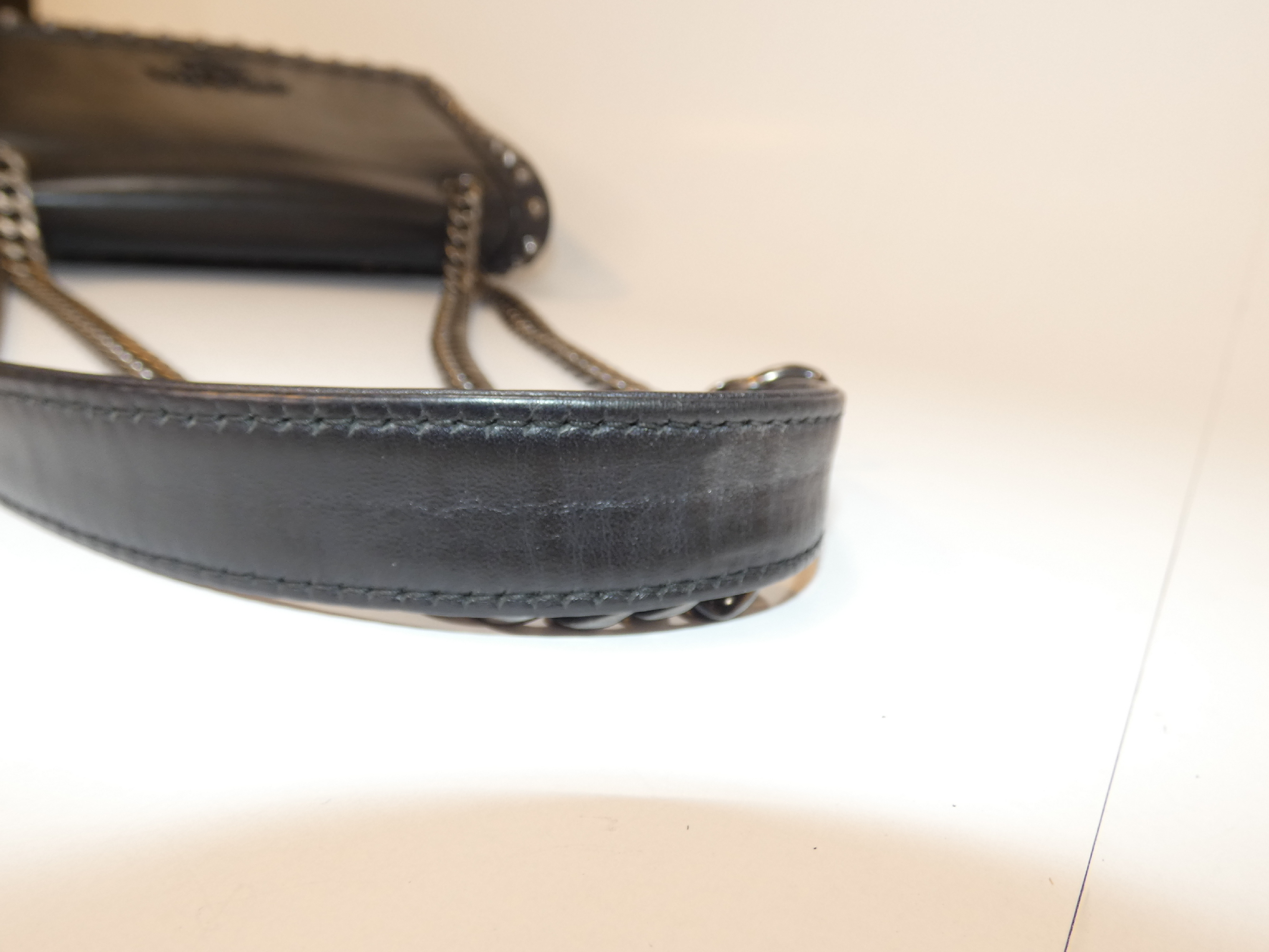 Studded Front Logo Calfskin Black Chain Shoulder Bag — view 5