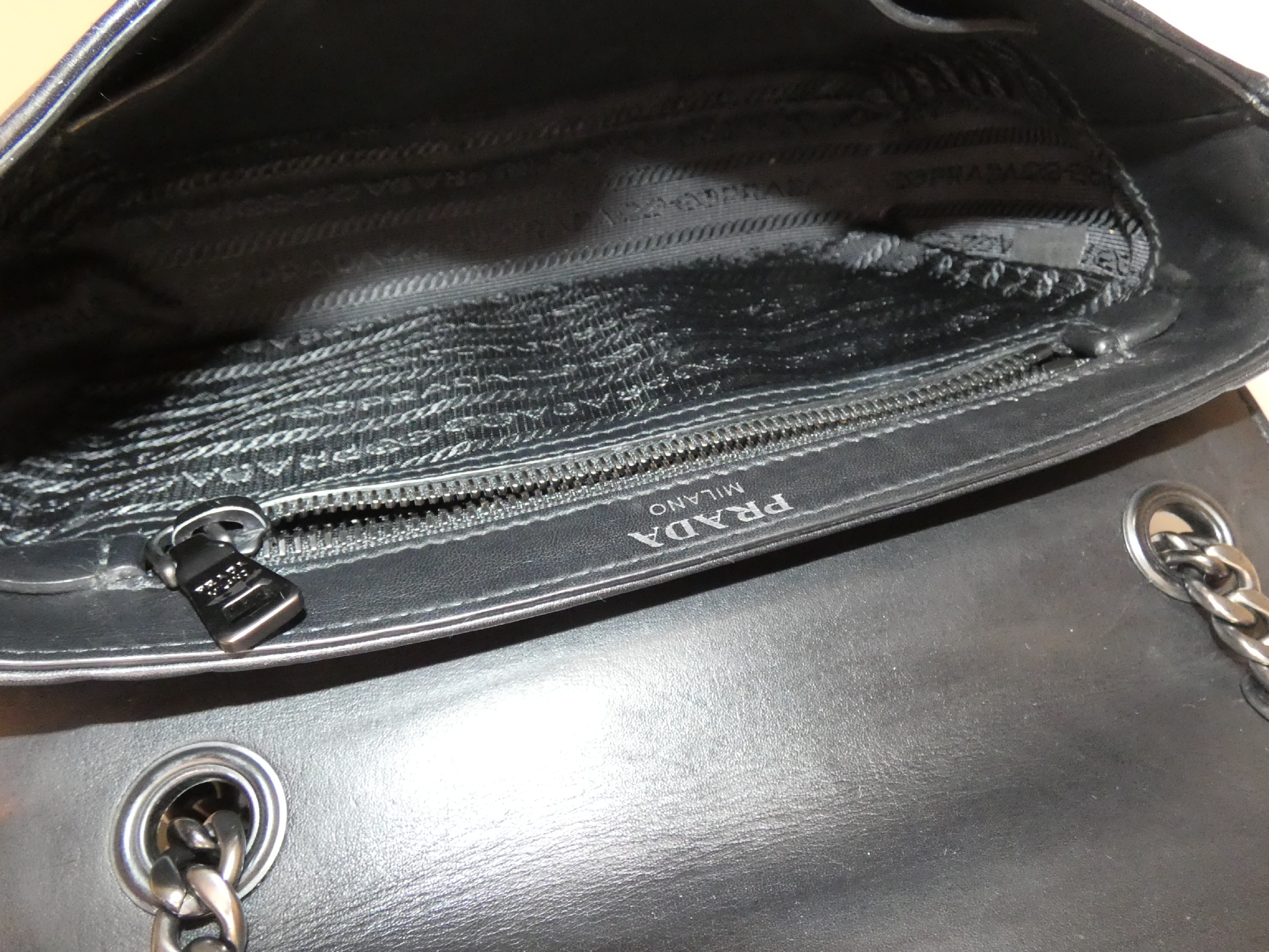 Studded Front Logo Calfskin Black Chain Shoulder Bag — view 9