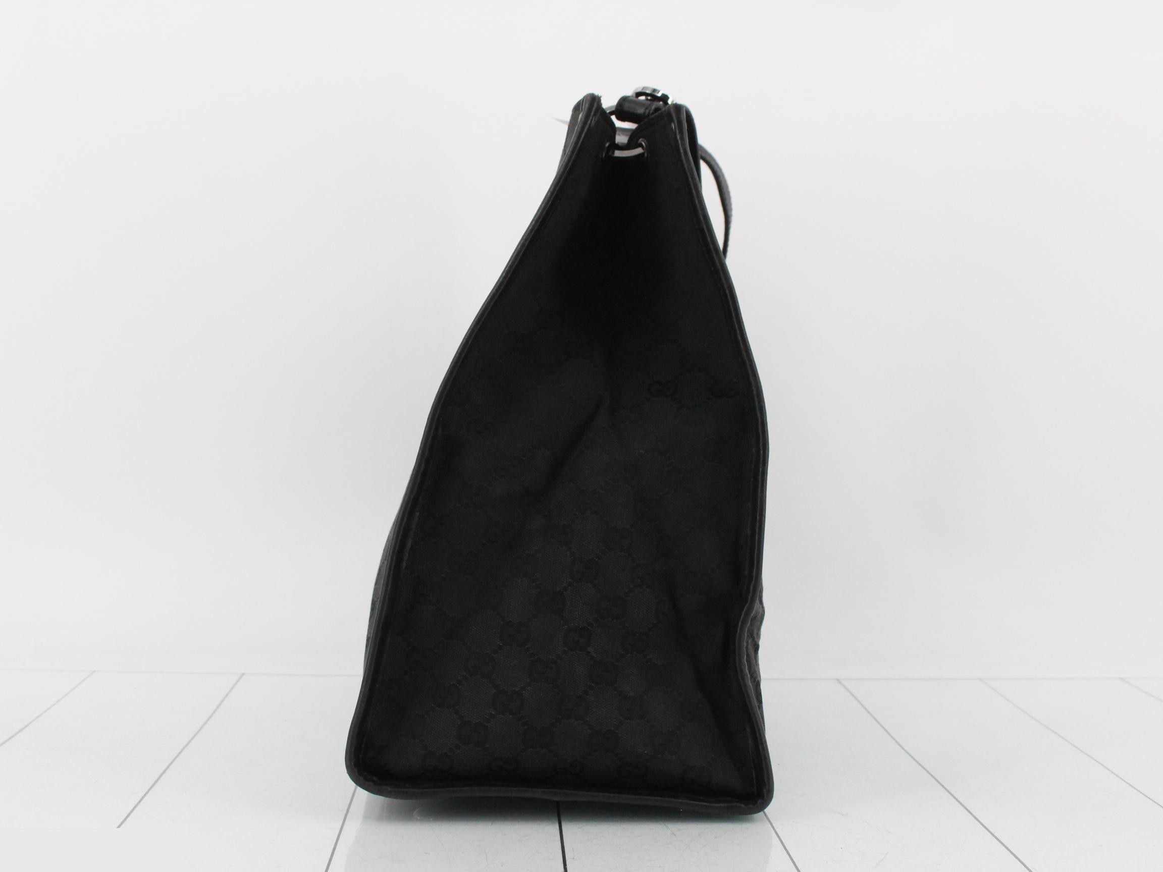 GG Canvas Shoulder Bag, Canvas x Leather, Black, 109101 — view 3