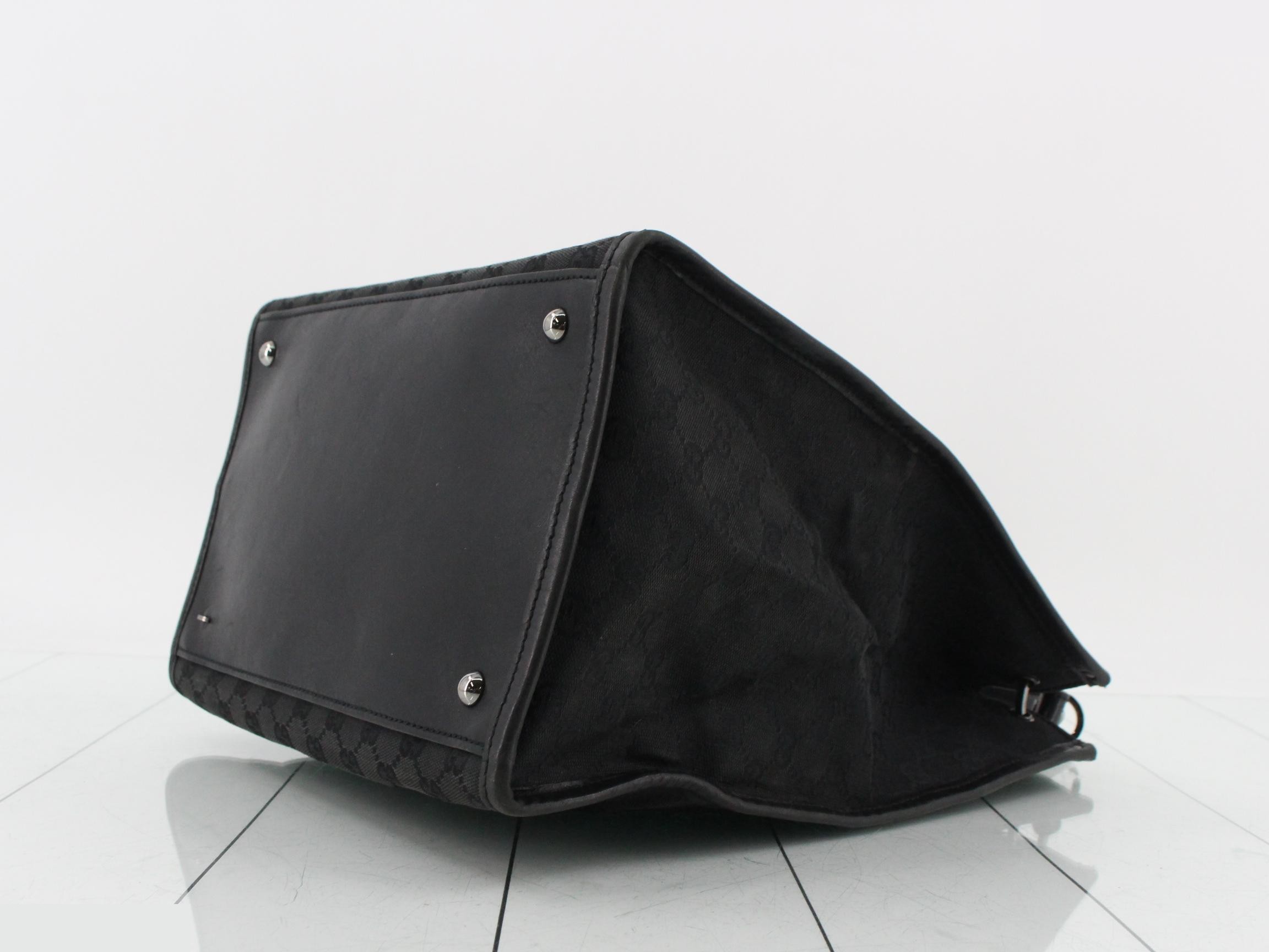 GG Canvas Shoulder Bag, Canvas x Leather, Black, 109101 — view 6