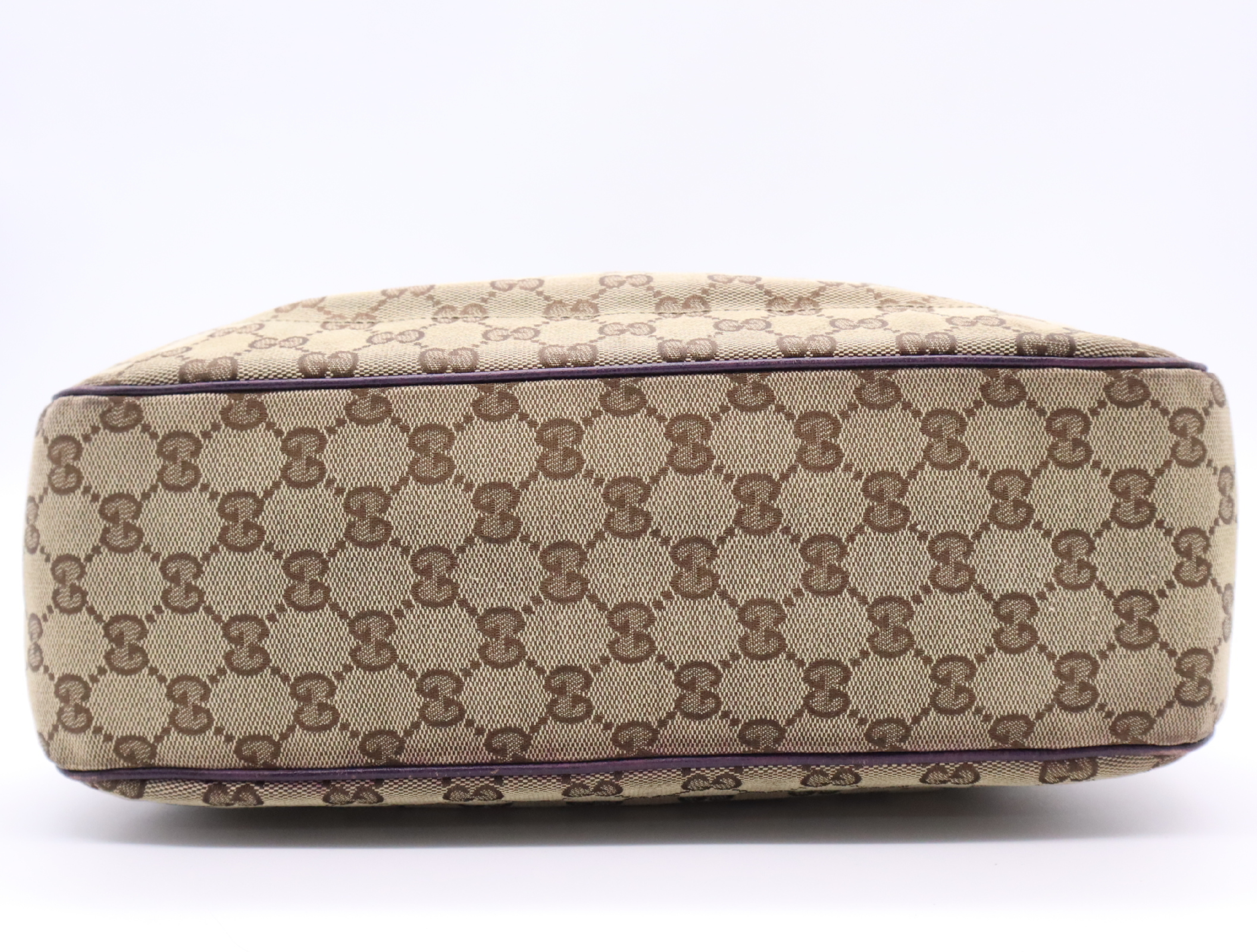 145818GG Canvas New Jackie Tote Bag Beige Purple Gold Hardware Tote Bag — view 4