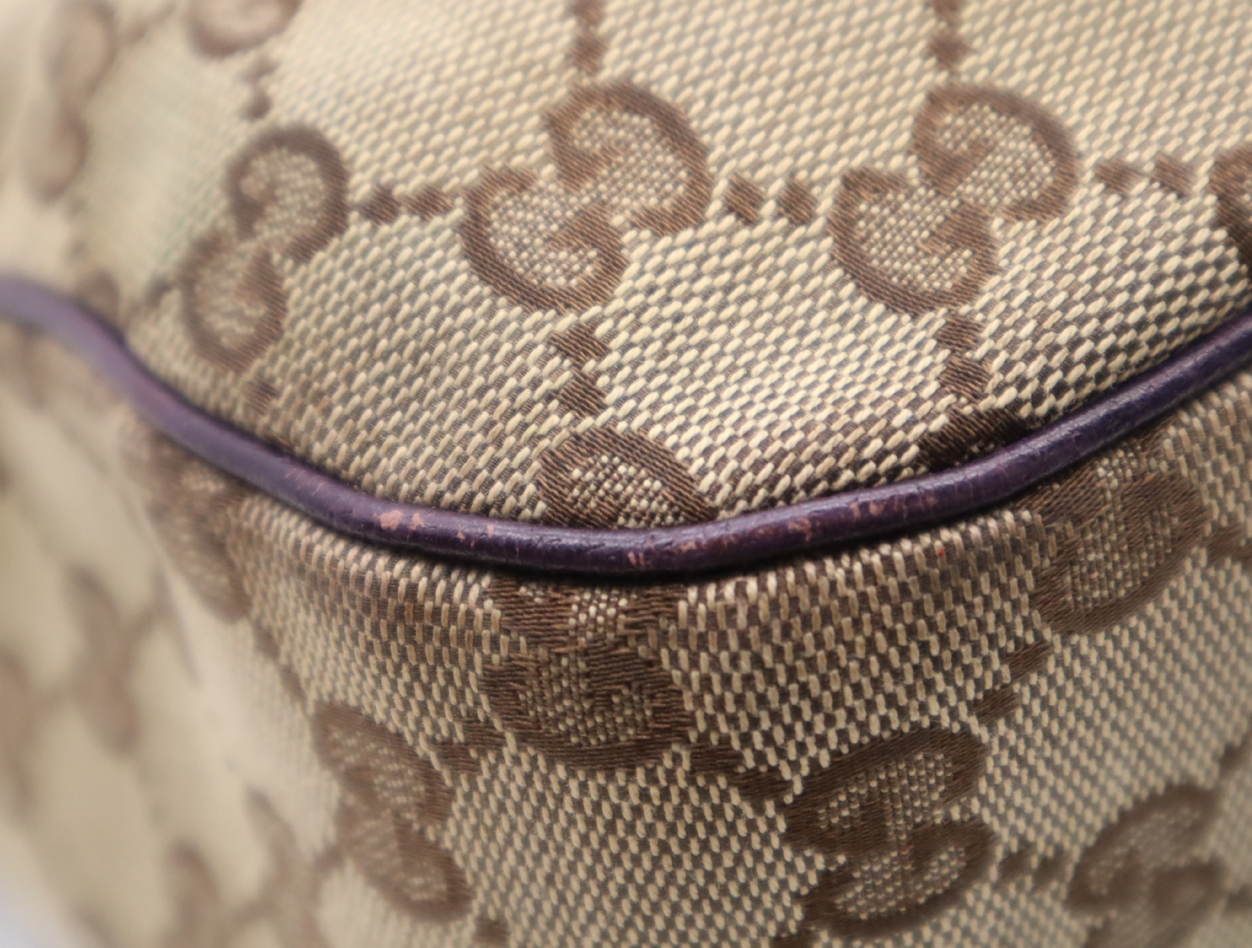 145818GG Canvas New Jackie Tote Bag Beige Purple Gold Hardware Tote Bag — view 6