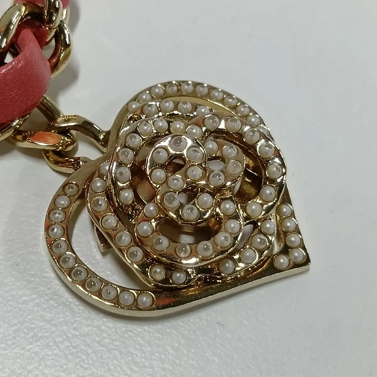 Matelassé Lambskin Single Flap Double Chain Bag, Camellia Pearl Pink Gold Hardware, 19203364, serial number in the 19 range. — view 15