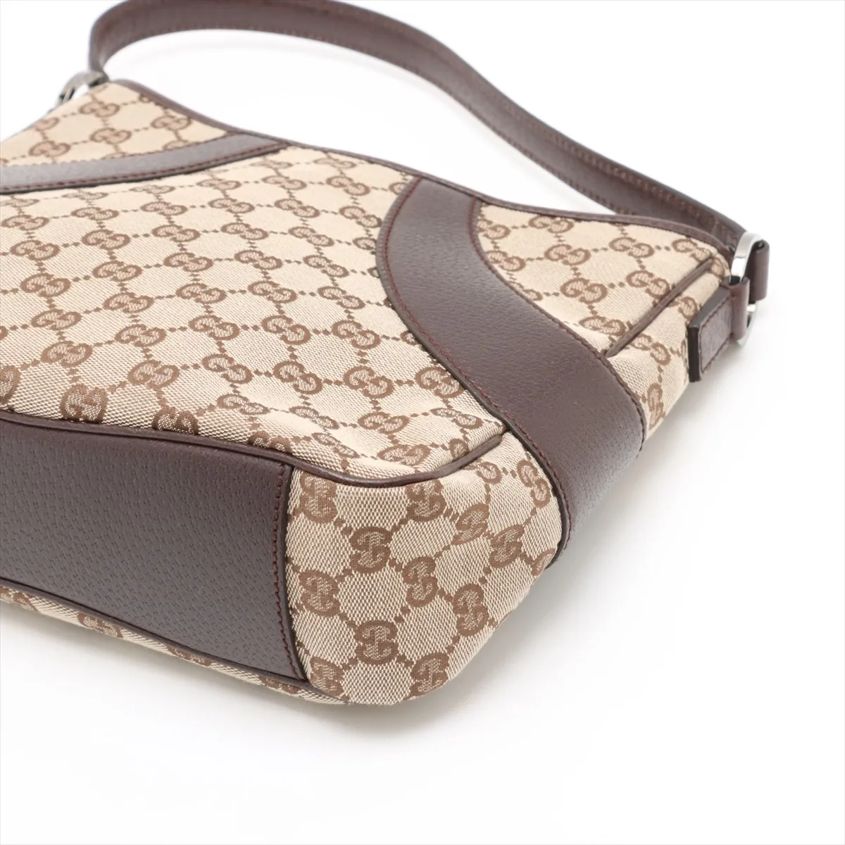 GG Canvas x Leather Shoulder Bag Beige x Brown 113012 — view 3