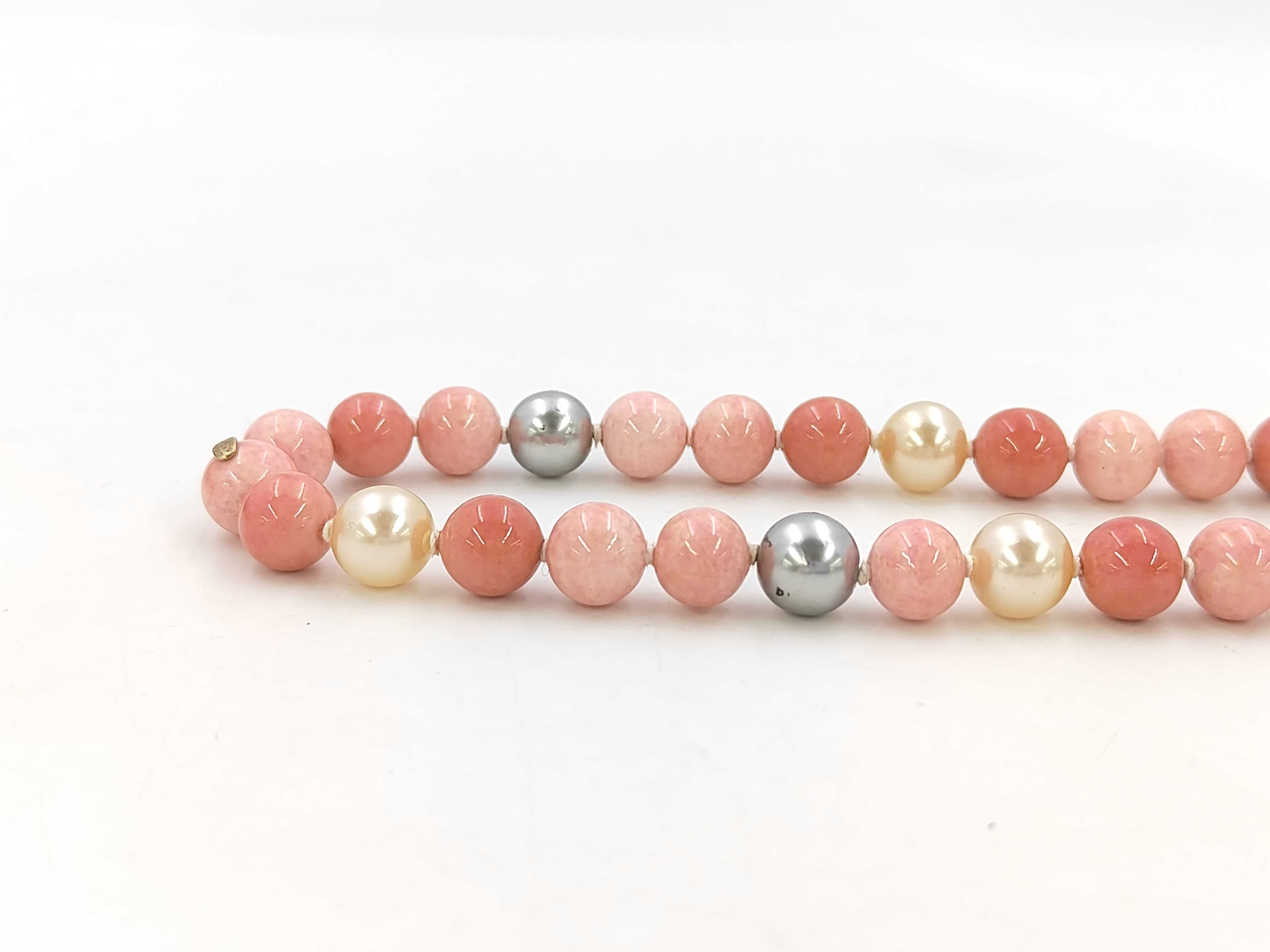 Natural Stone Long Necklace Pink Coco Mark Ribbon 03P Necklace — view 2