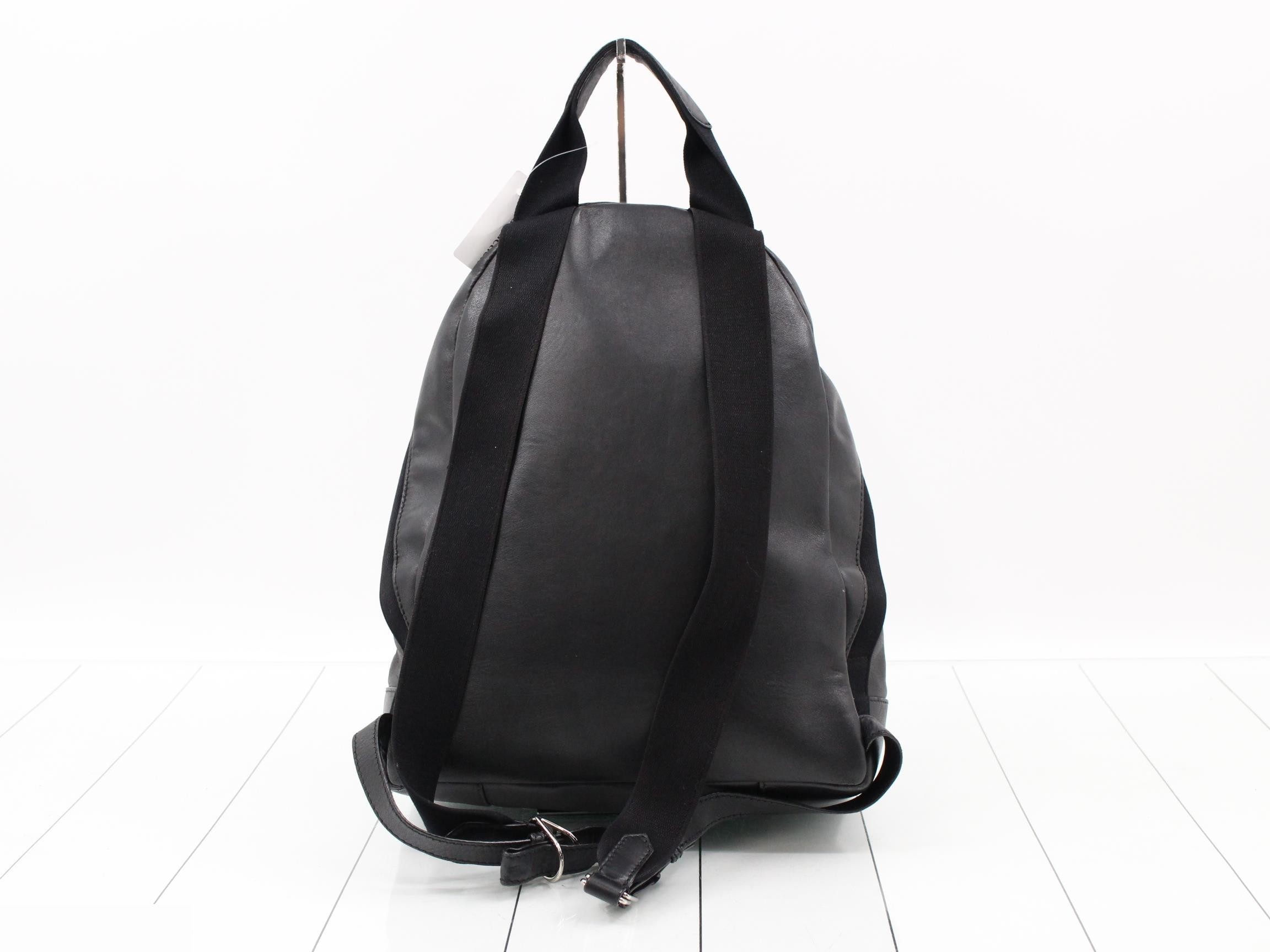 Leather Backpack, Black — view 2