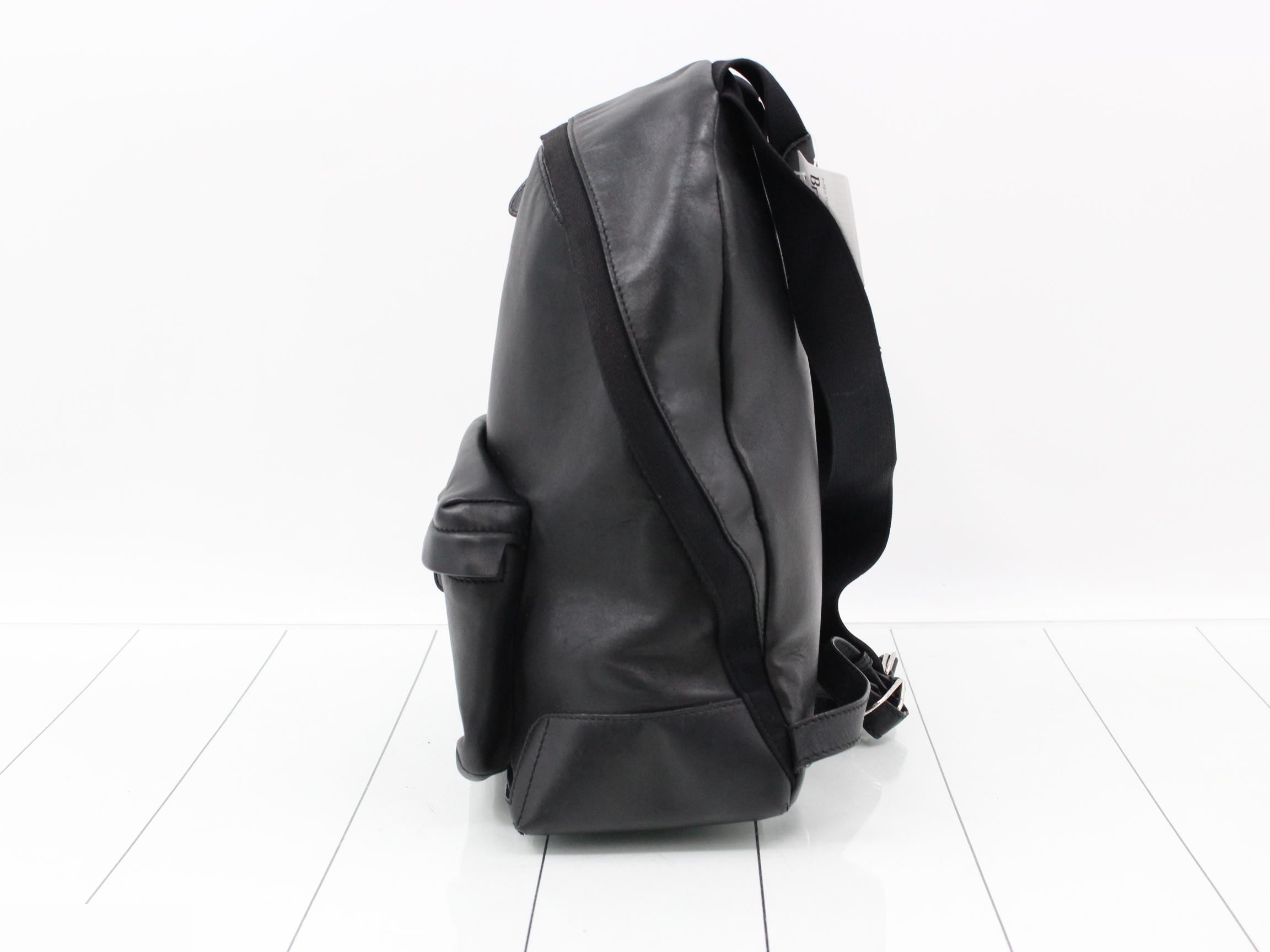 Leather Backpack, Black — view 3