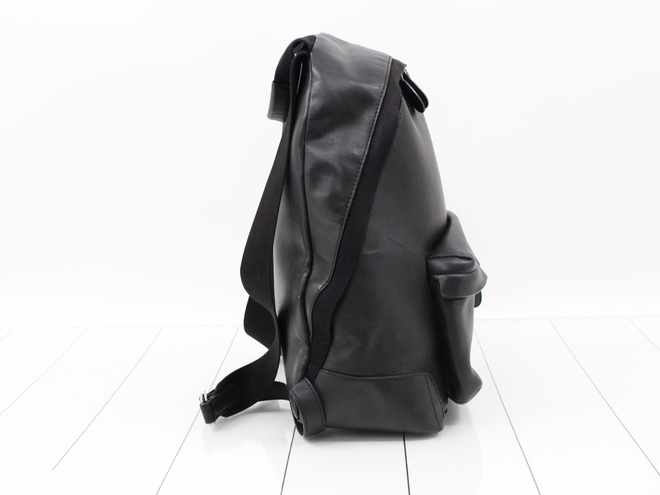 Leather Backpack, Black — view 4