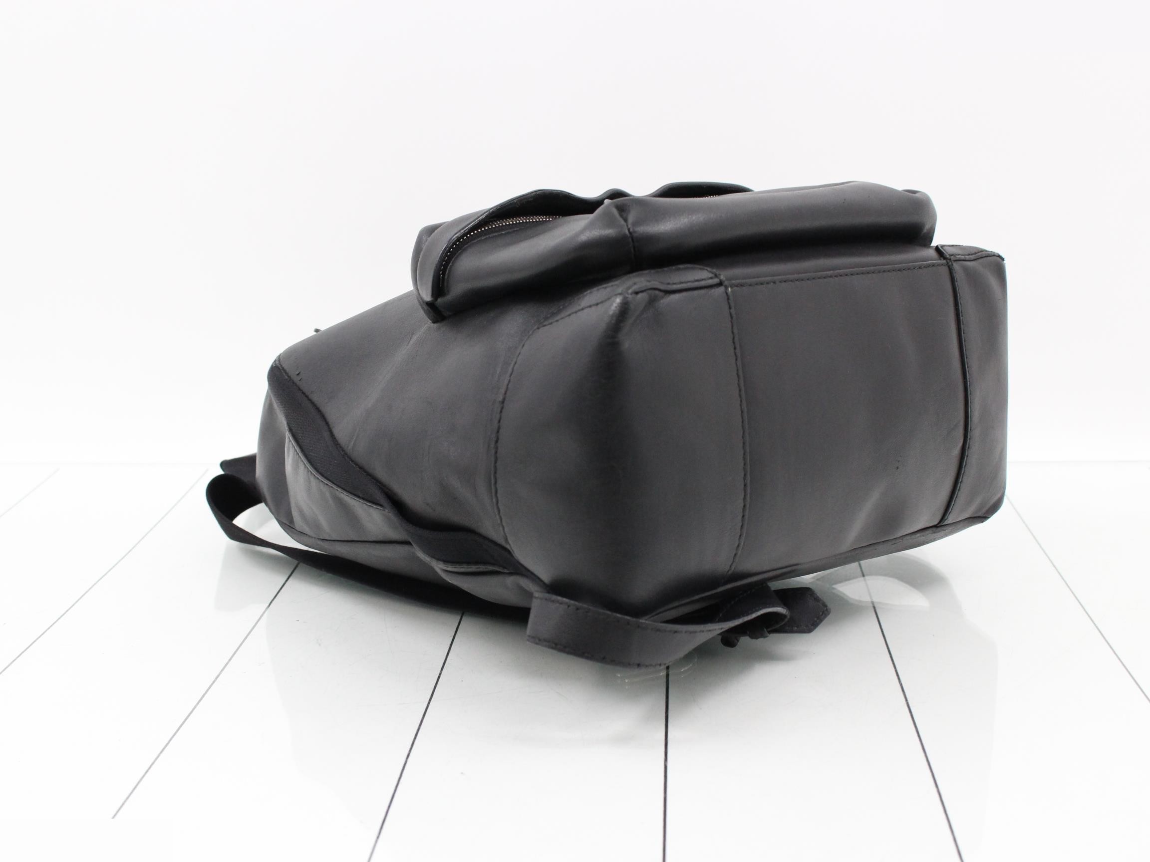 Leather Backpack, Black — view 5