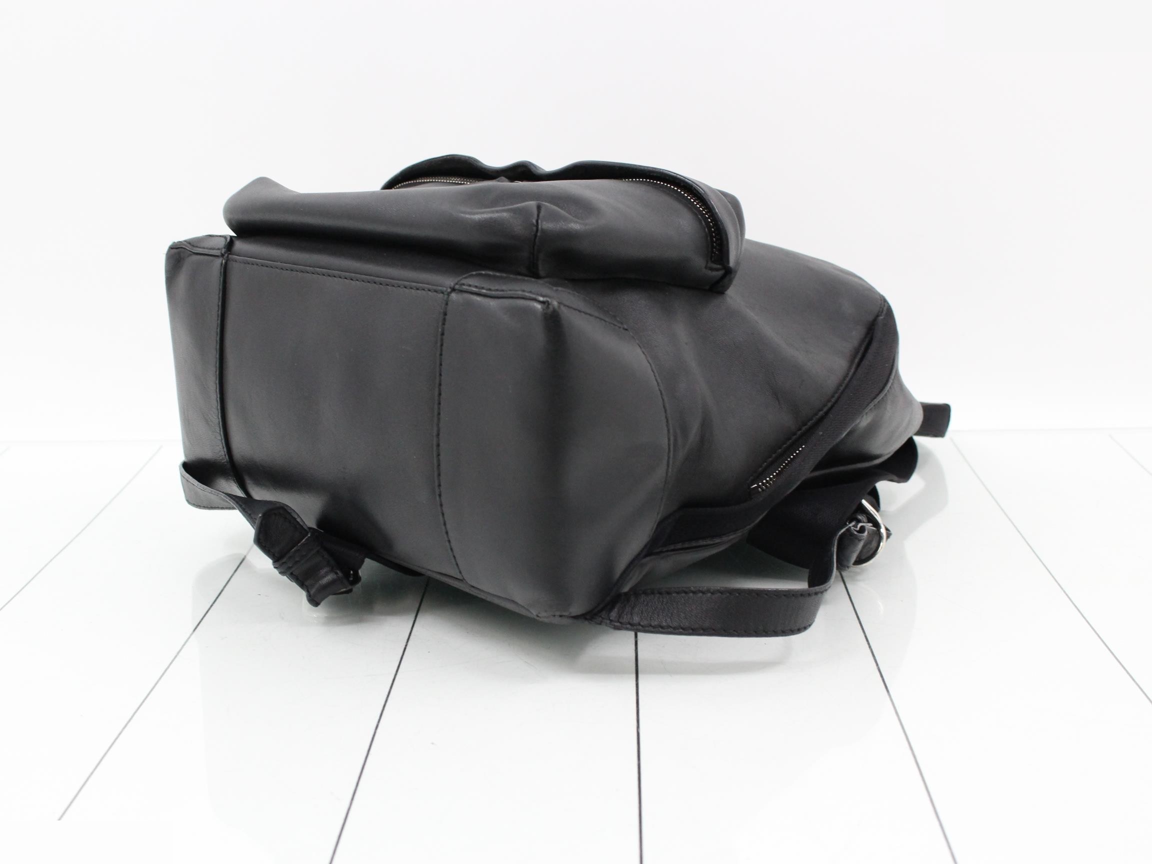 Leather Backpack, Black — view 6