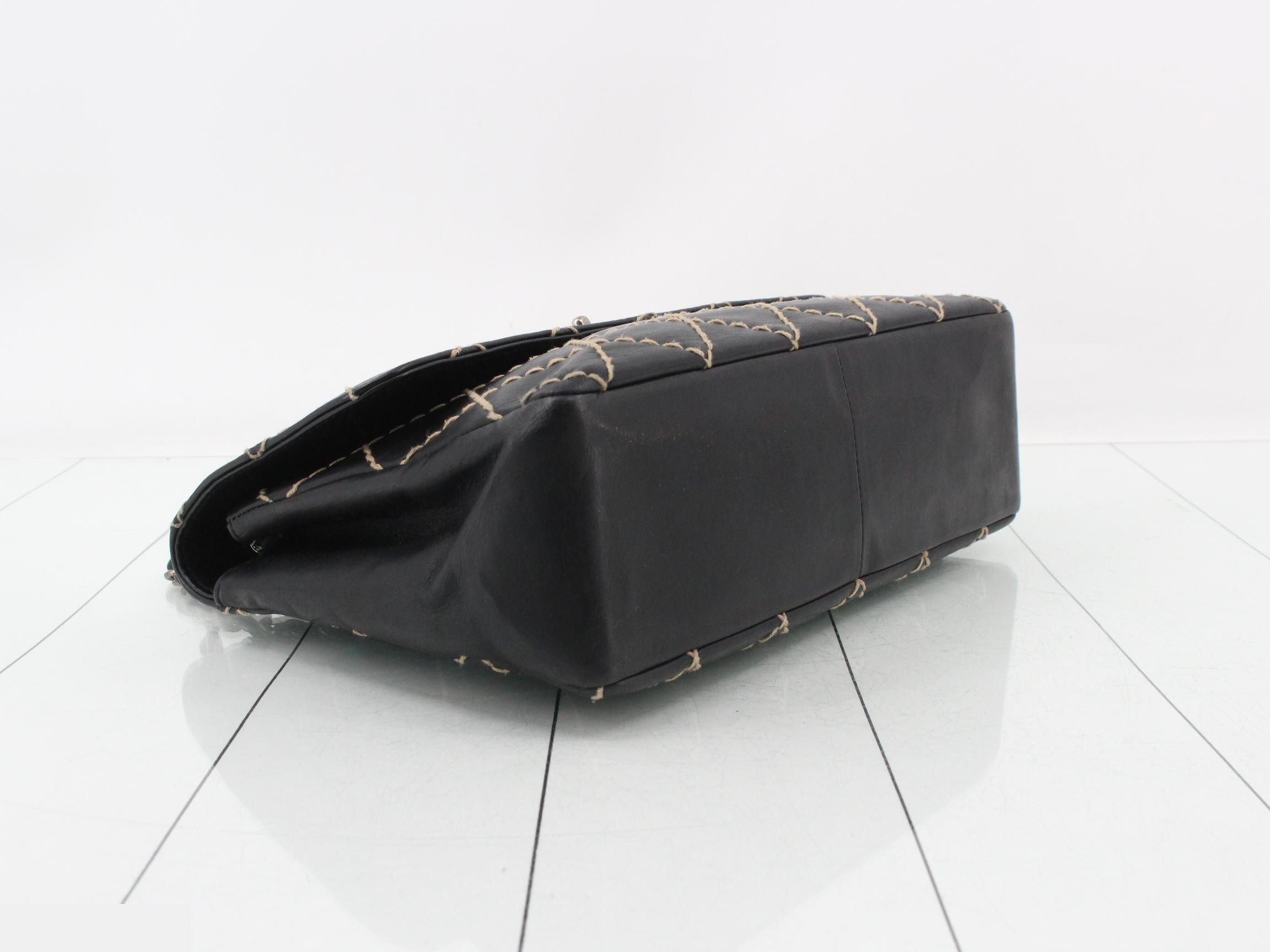 Wild Stitch Leather Chain Shoulder Bag, Black — view 5