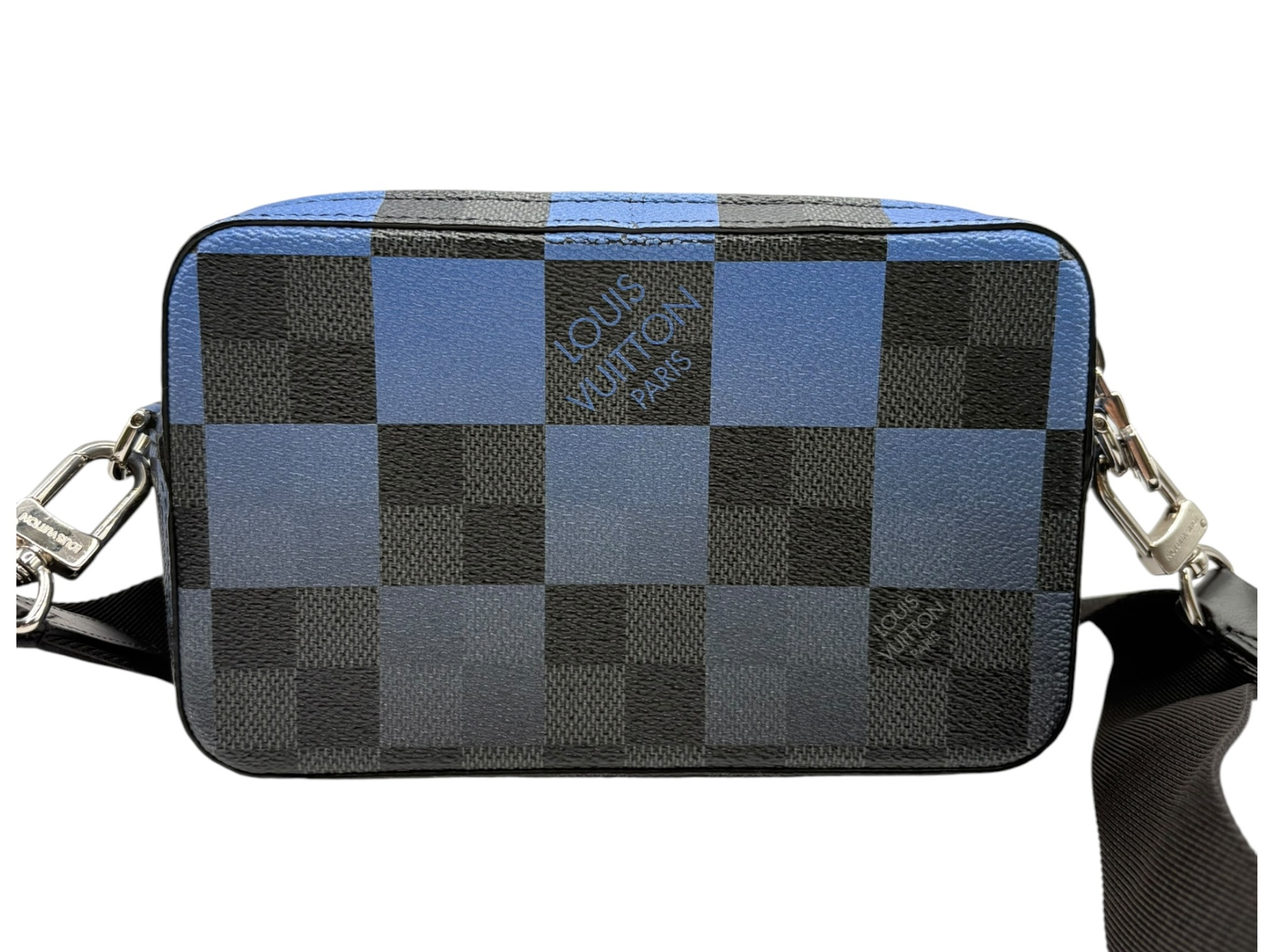 Damier Graphite Alpha Wearable Wallet N60414 Black x Blue RFID Detectable Shoulder Bag