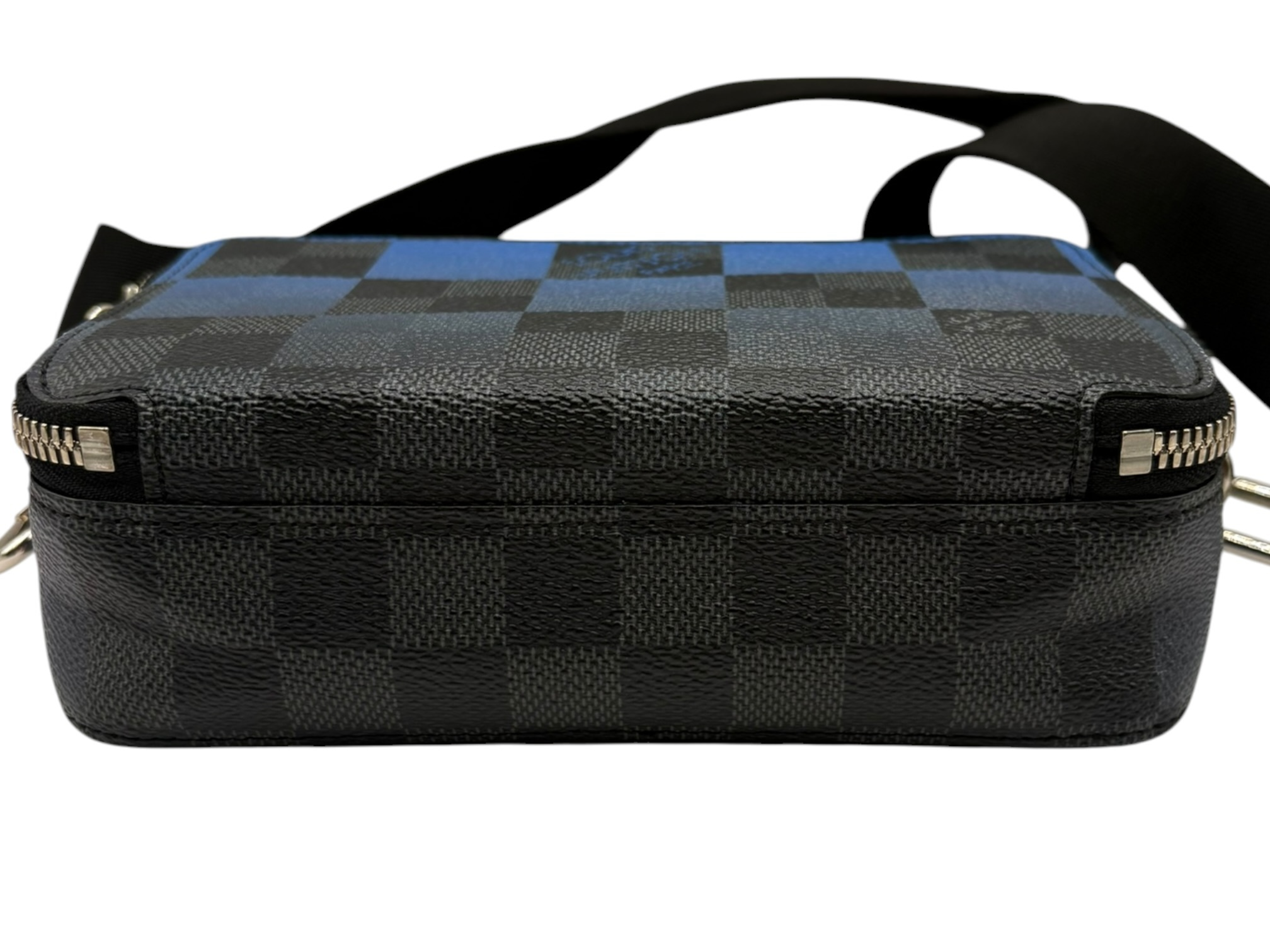 Damier Graphite Alpha Wearable Wallet N60414 Black x Blue RFID Detectable Shoulder Bag — view 5