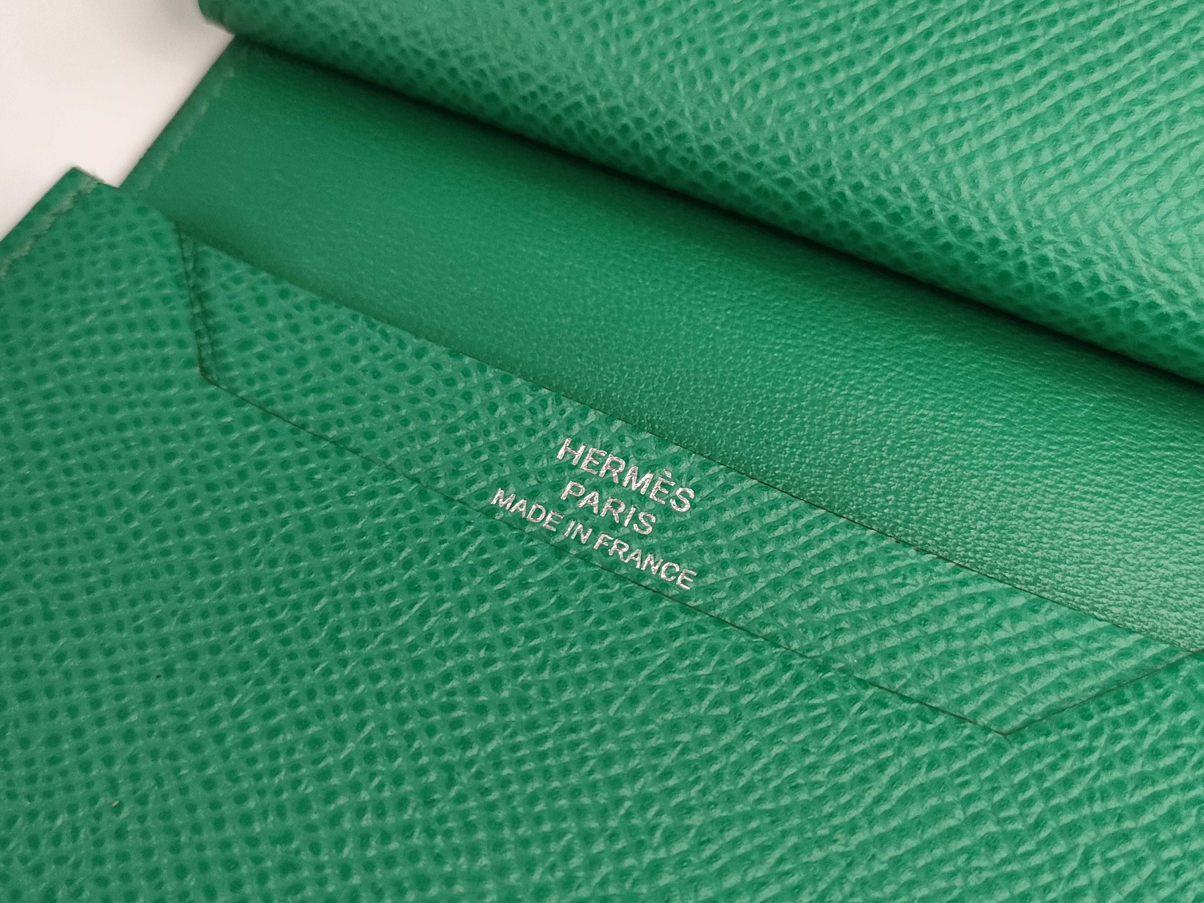 Bearn Mini Vert Vertigo x Silver Hardware B Stamp Hermes Unused Wallet — view 12
