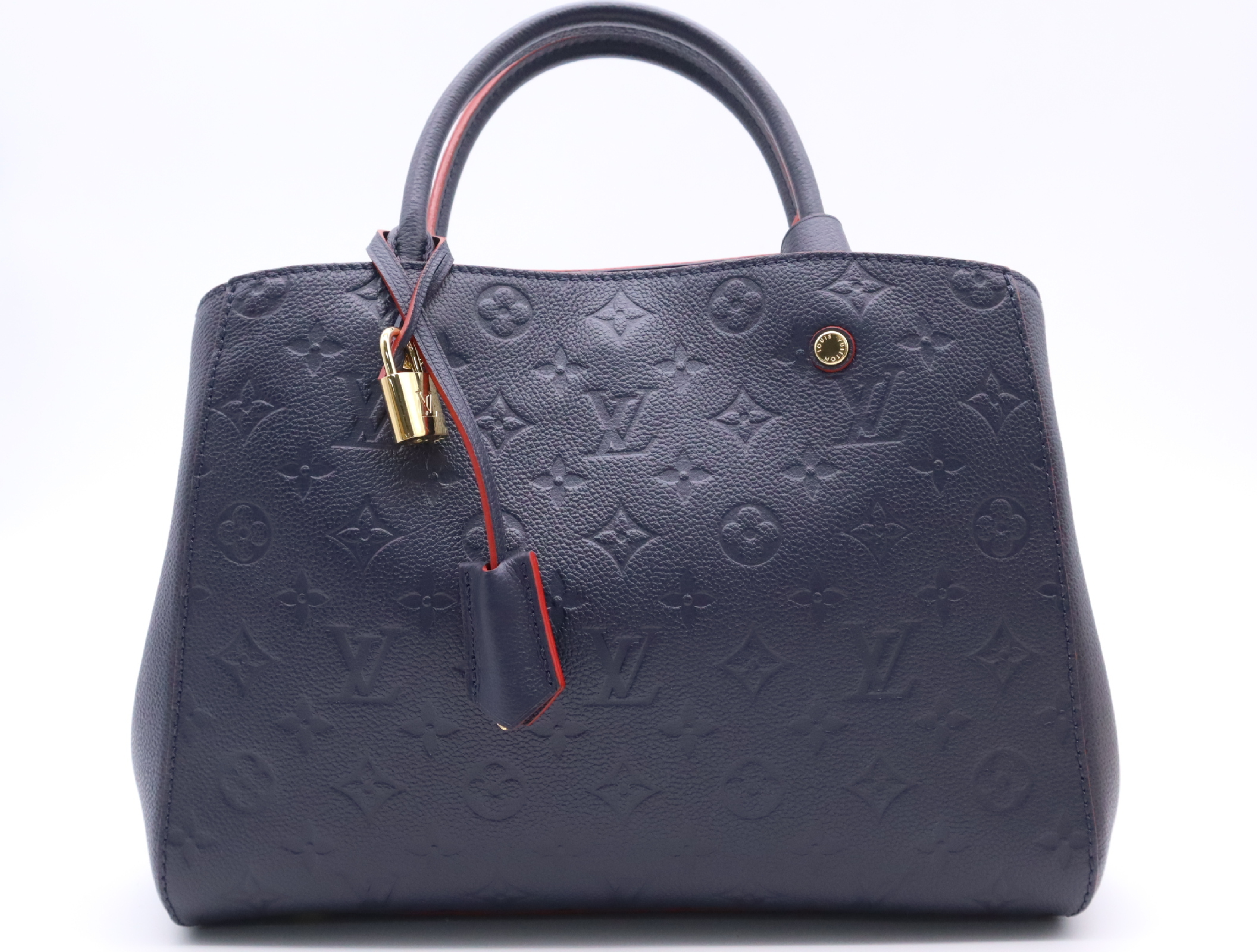 M42746 Empreinte Montaigne MM Marine Rouge Handbag with Shoulder Strap, Padlock, 2 Keys, Clochette, and Dust Bag — view 2