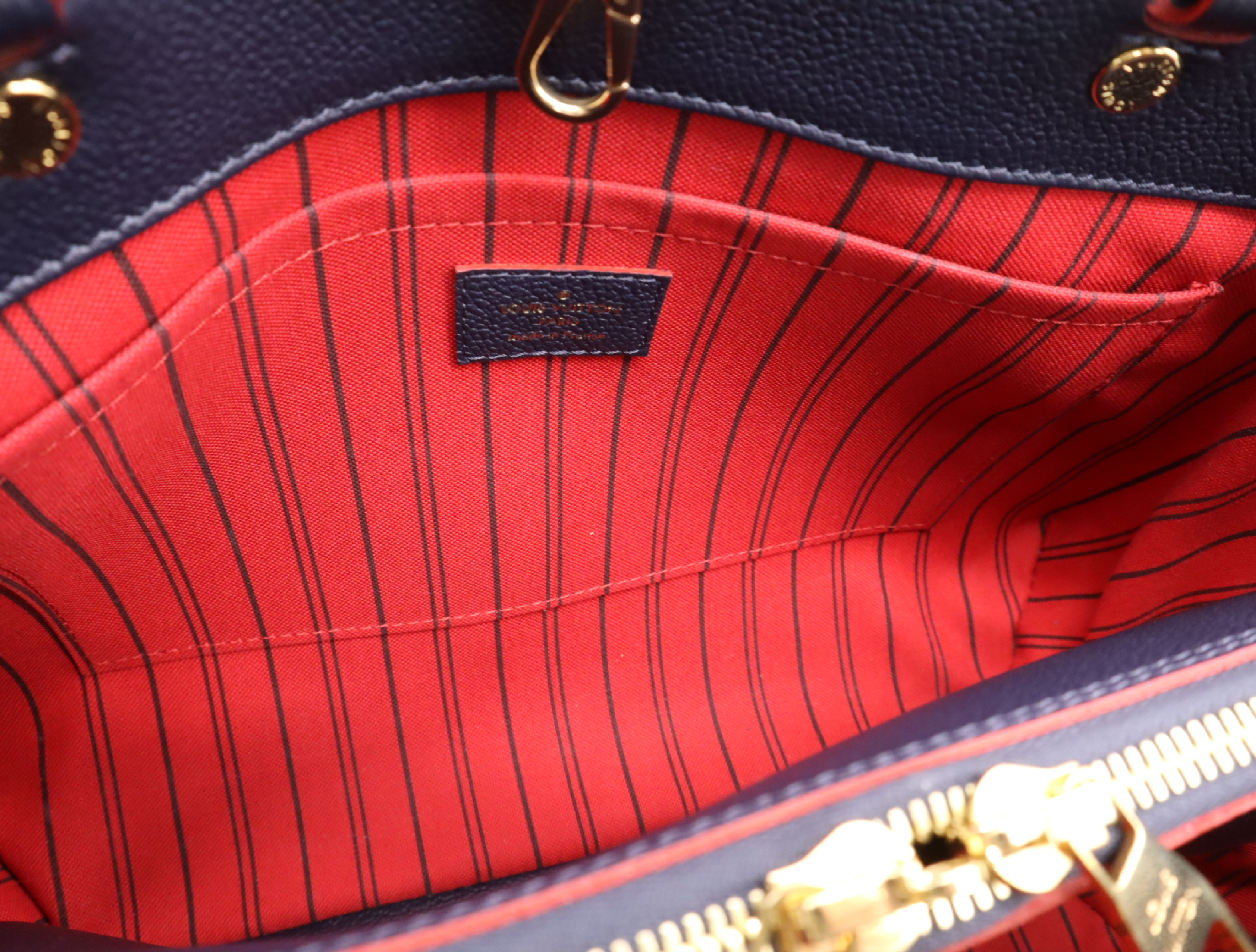 M42746 Empreinte Montaigne MM Marine Rouge Handbag with Shoulder Strap, Padlock, 2 Keys, Clochette, and Dust Bag — view 14