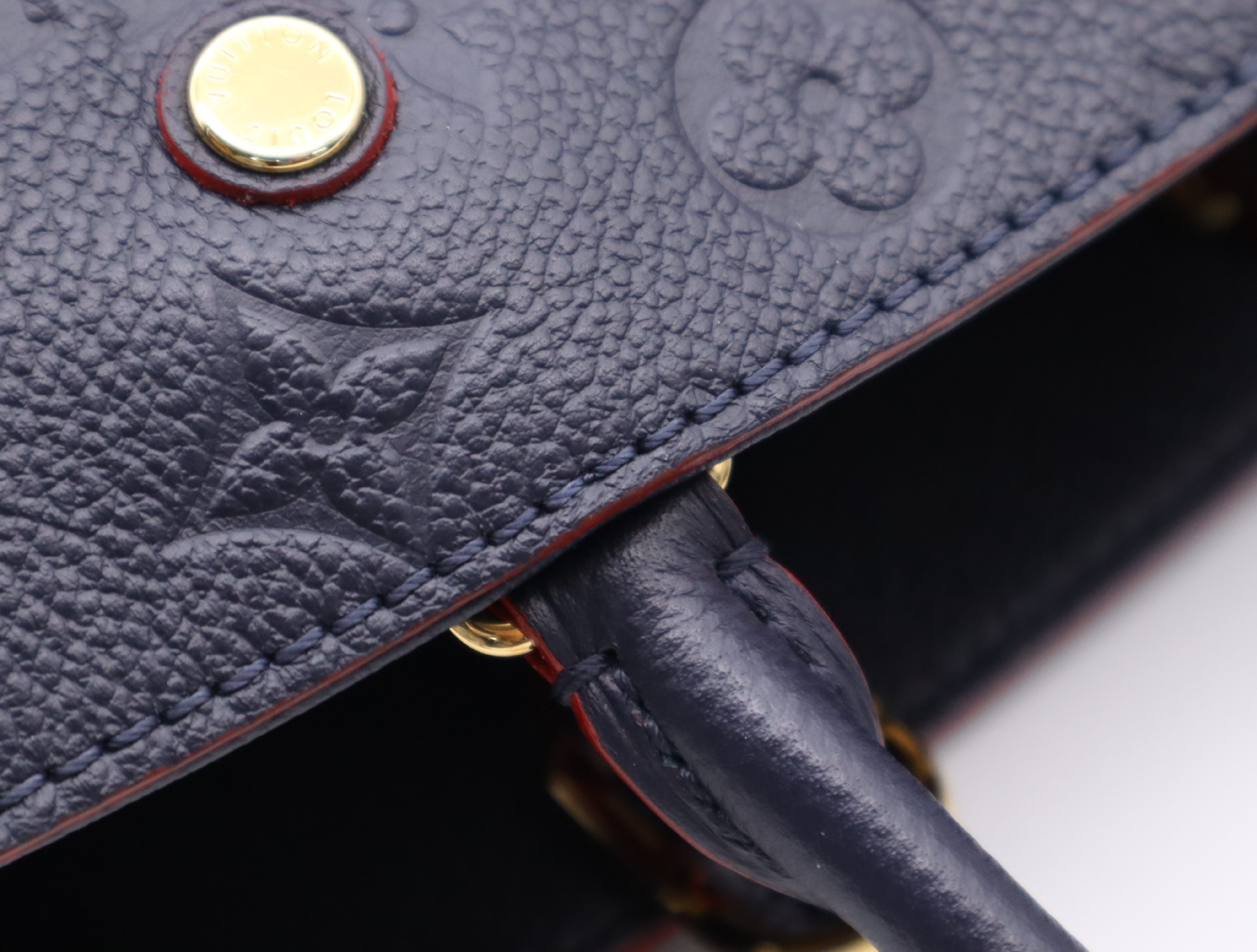M42746 Empreinte Montaigne MM Marine Rouge Handbag with Shoulder Strap, Padlock, 2 Keys, Clochette, and Dust Bag — view 9
