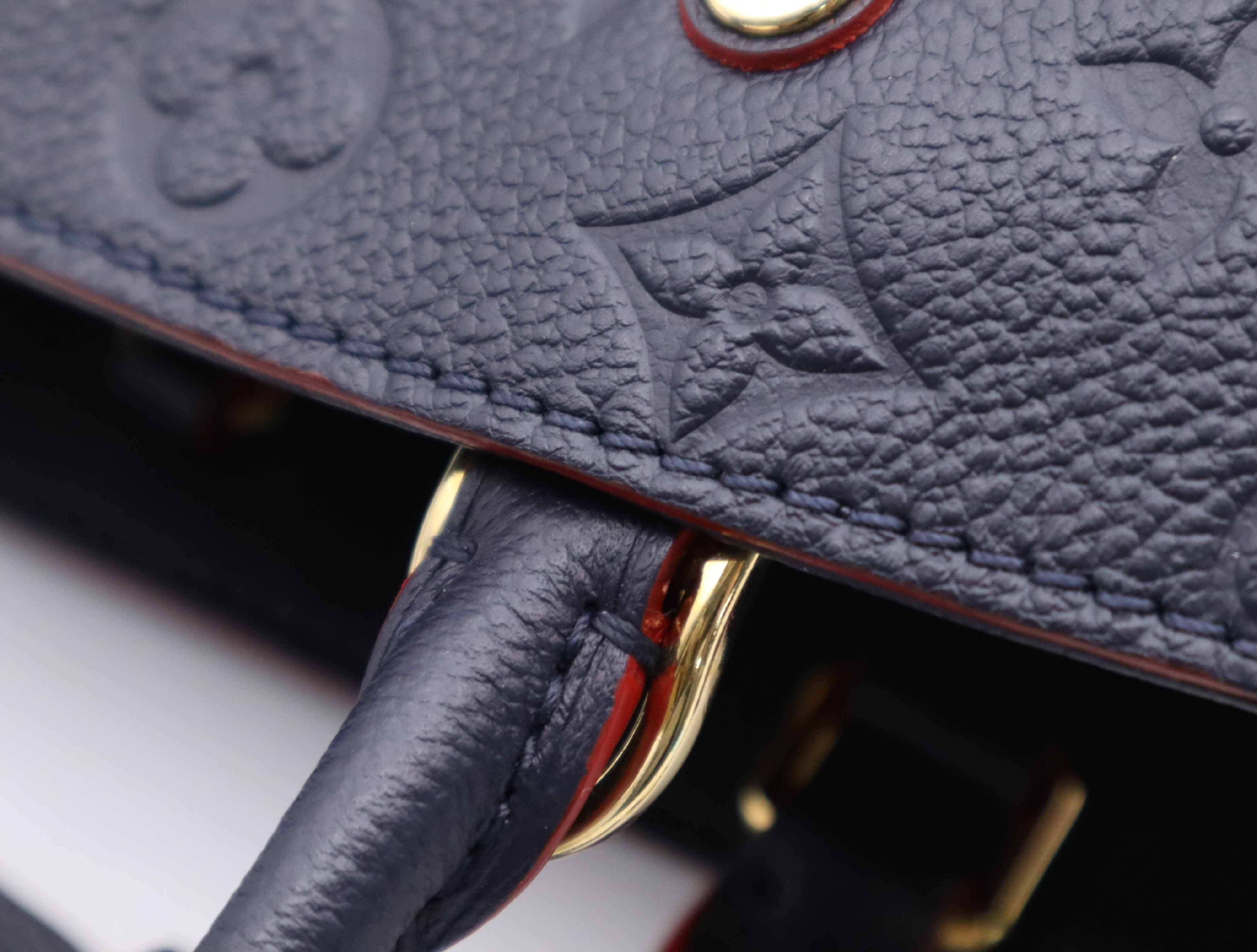 M42746 Empreinte Montaigne MM Marine Rouge Handbag with Shoulder Strap, Padlock, 2 Keys, Clochette, and Dust Bag — view 10