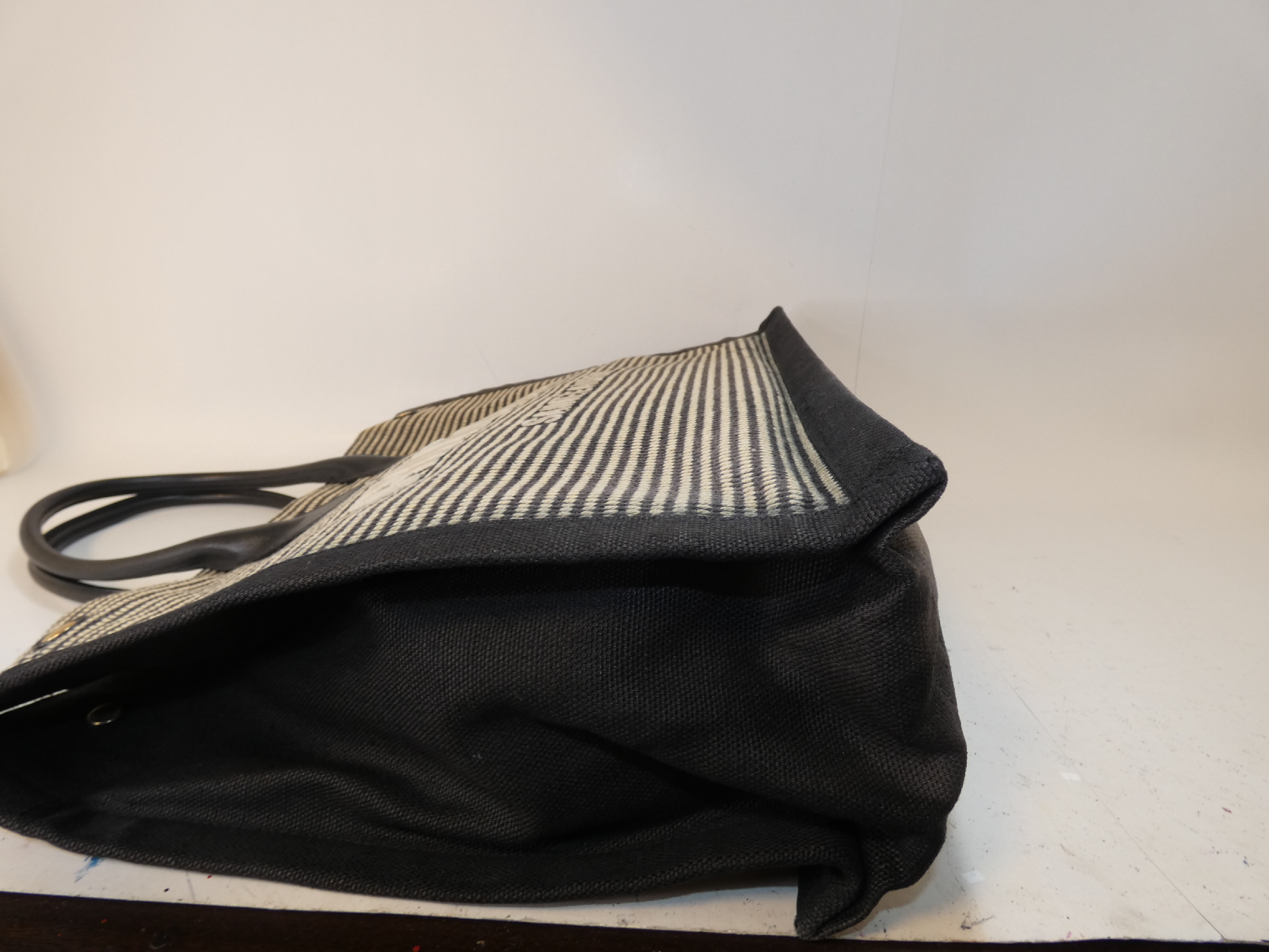 Rive Gauche Canvas Leather Logo Hand Tote Bag — view 7