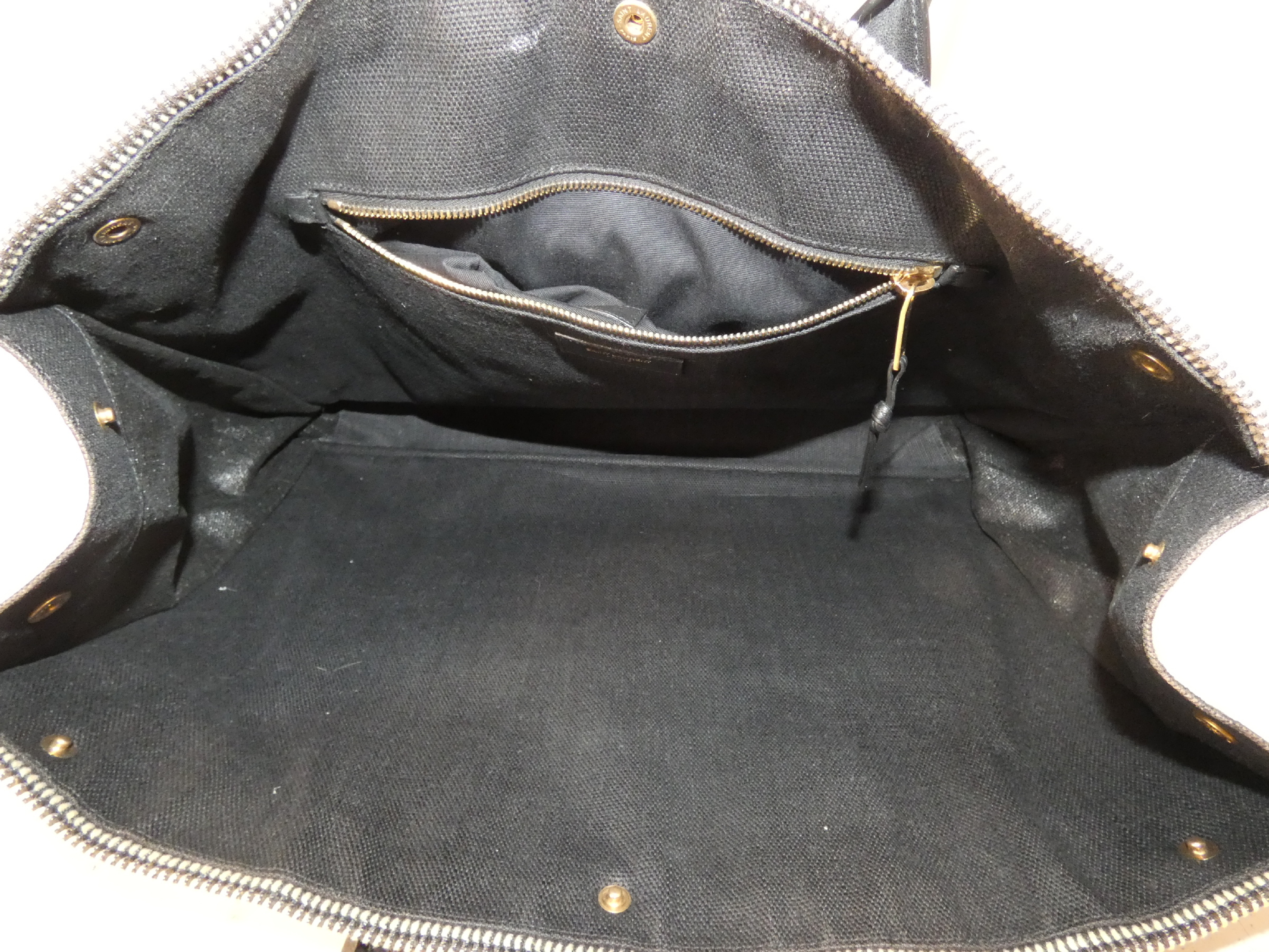 Rive Gauche Canvas Leather Logo Hand Tote Bag — view 9