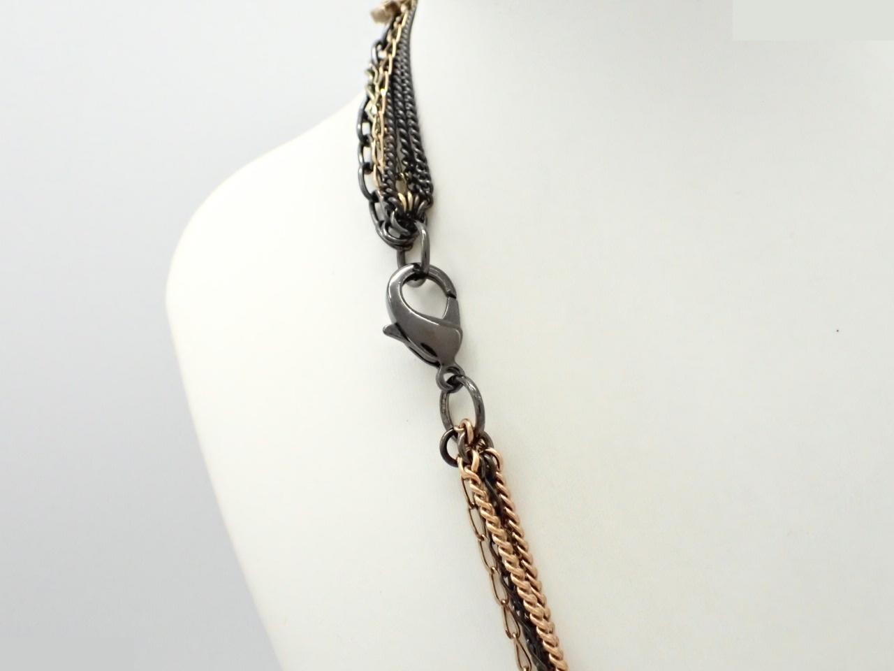 Necklace chain with Coco Mark design, gold and black, approximately 58cm in length. — view 2