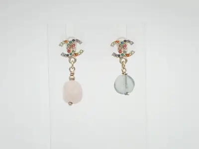Earrings A19S Coco Mark Multicolor Stone Asymmetrical