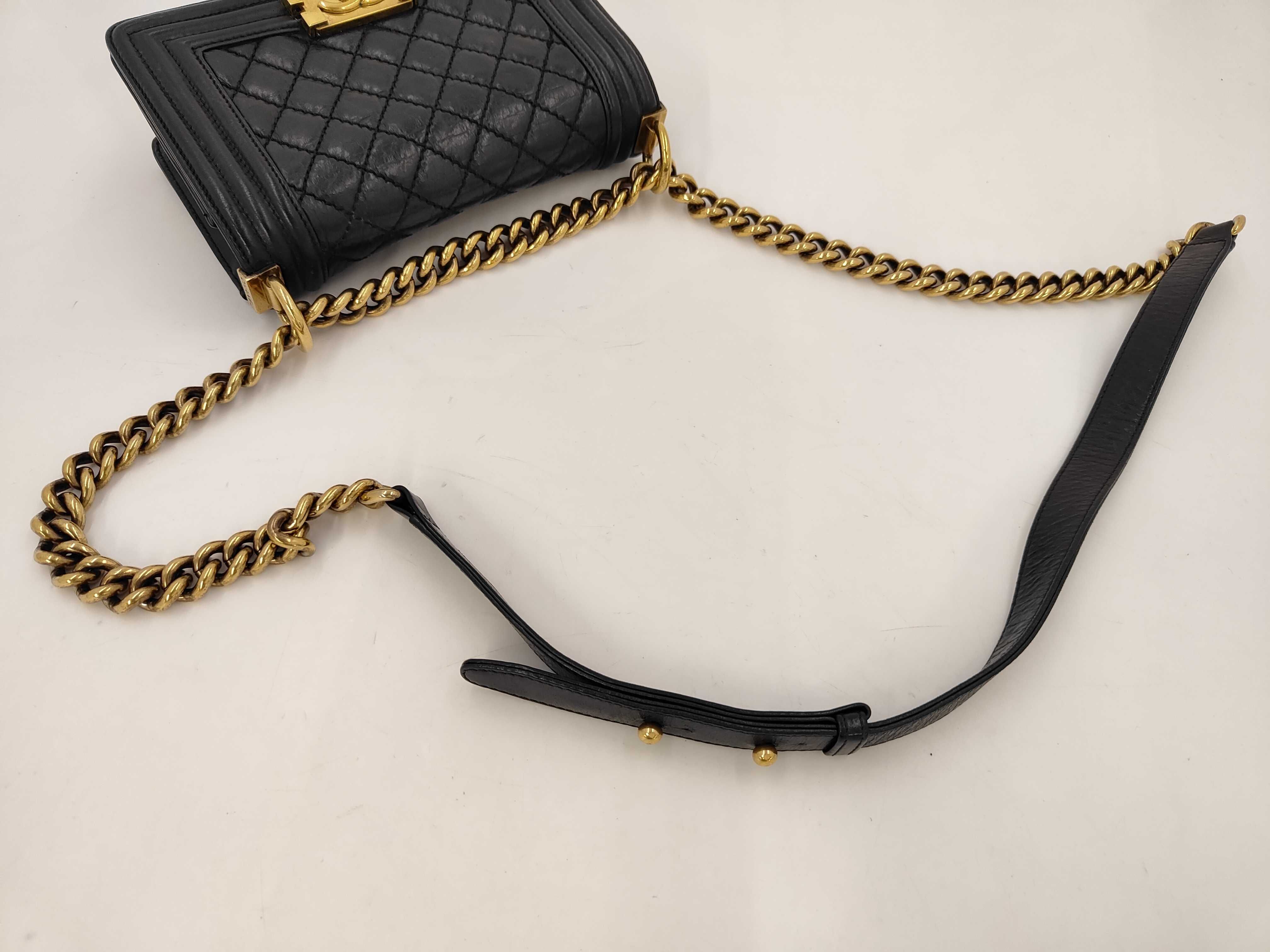 Boy Chanel 20 Vintage Calfskin Gold Hardware Chain Shoulder Bag Black (Serial Number 17) — view 3