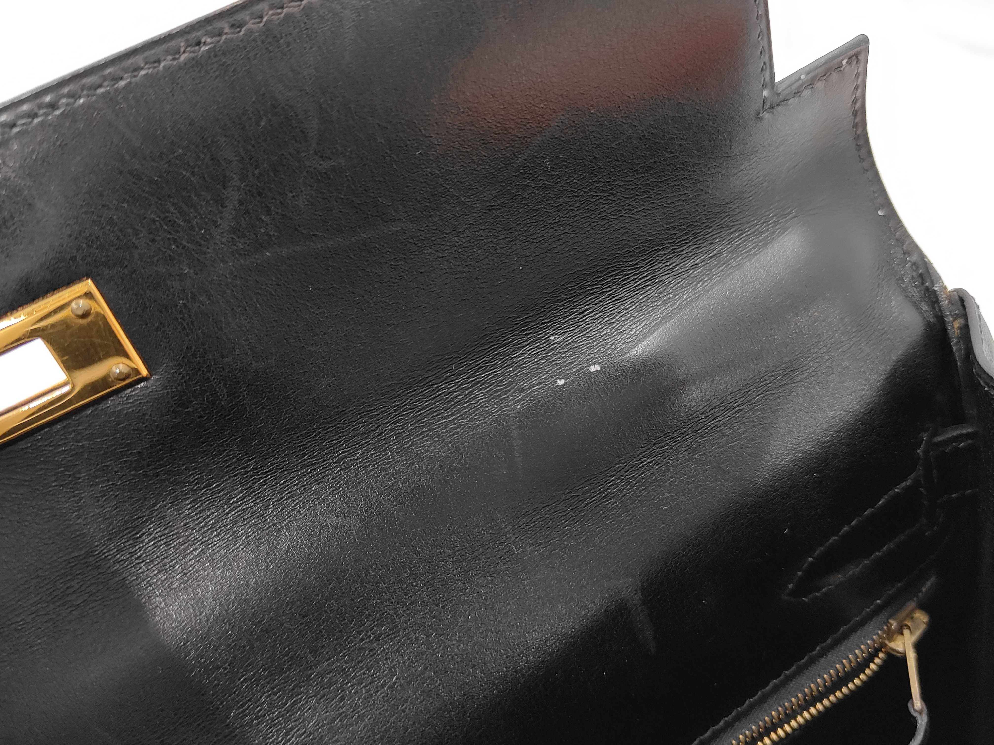 Kelly 32, Box Calf Leather, Black, Gold Hardware, D Handbag — view 7